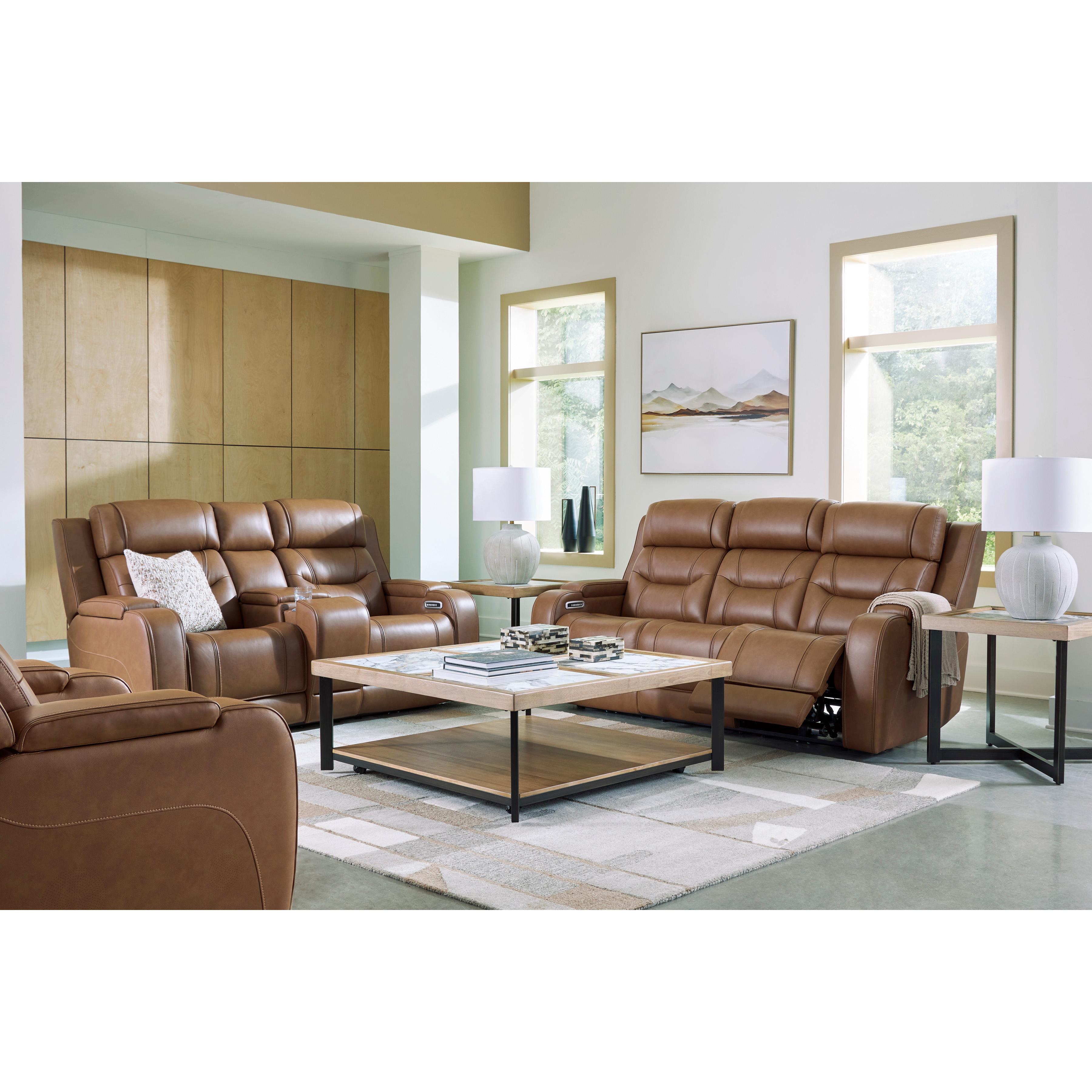  Manufacturer Color_Caramel --  Signature Design by Ashley Knightington Power Leather Match Recliner IMAGE 12