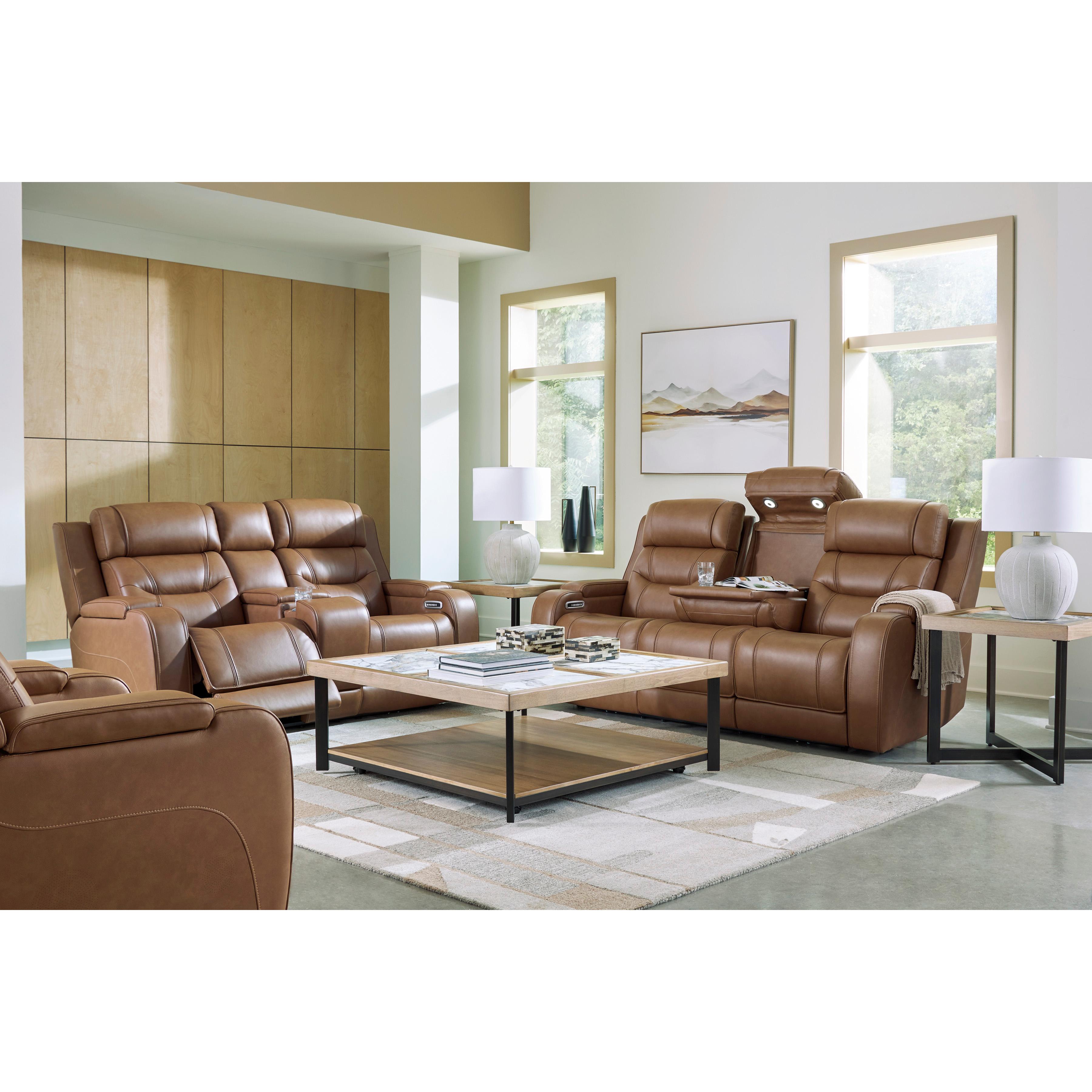  Manufacturer Color_Caramel --  Signature Design by Ashley Knightington Power Leather Match Recliner IMAGE 13
