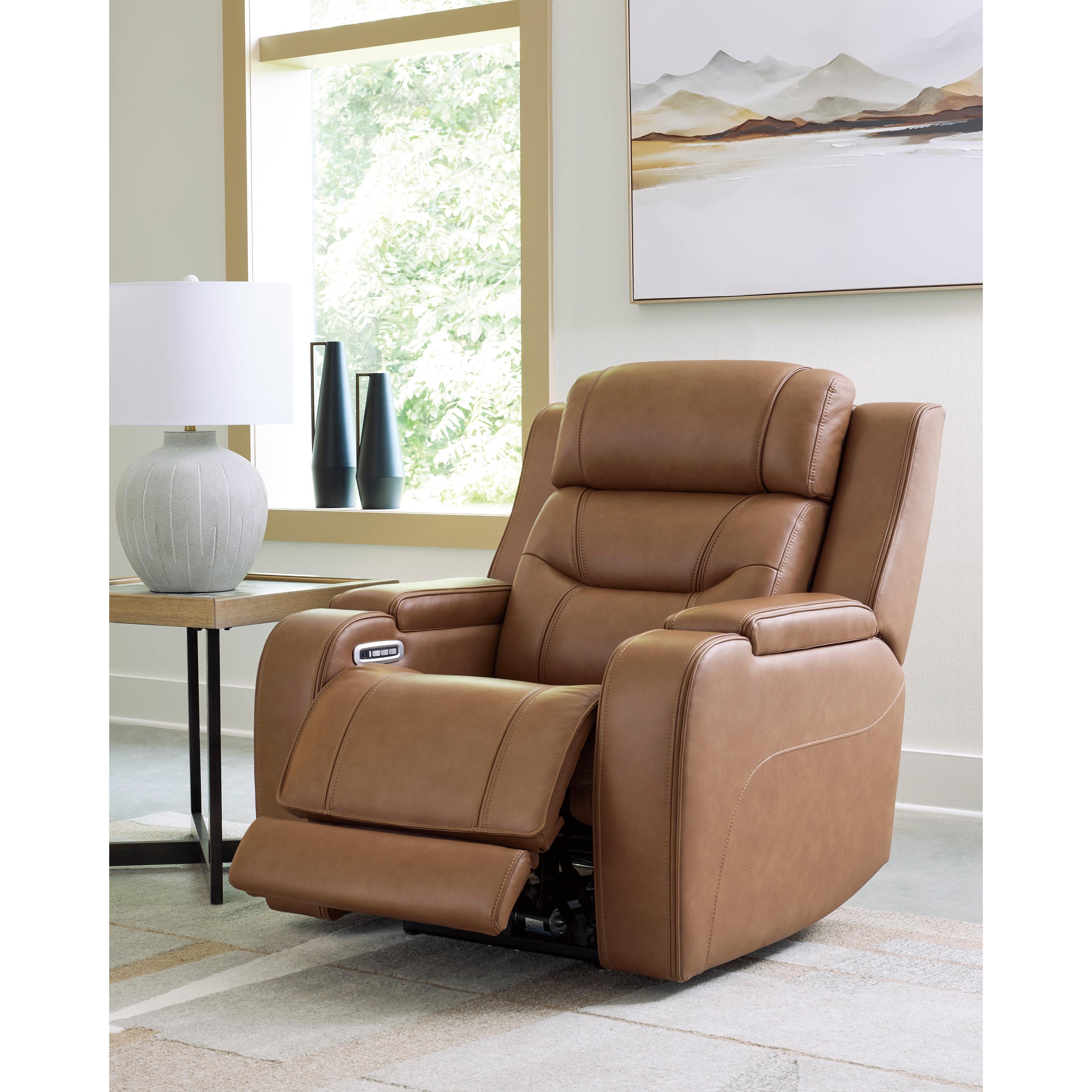  Manufacturer Color_Caramel --  Signature Design by Ashley Knightington Power Leather Match Recliner IMAGE 6