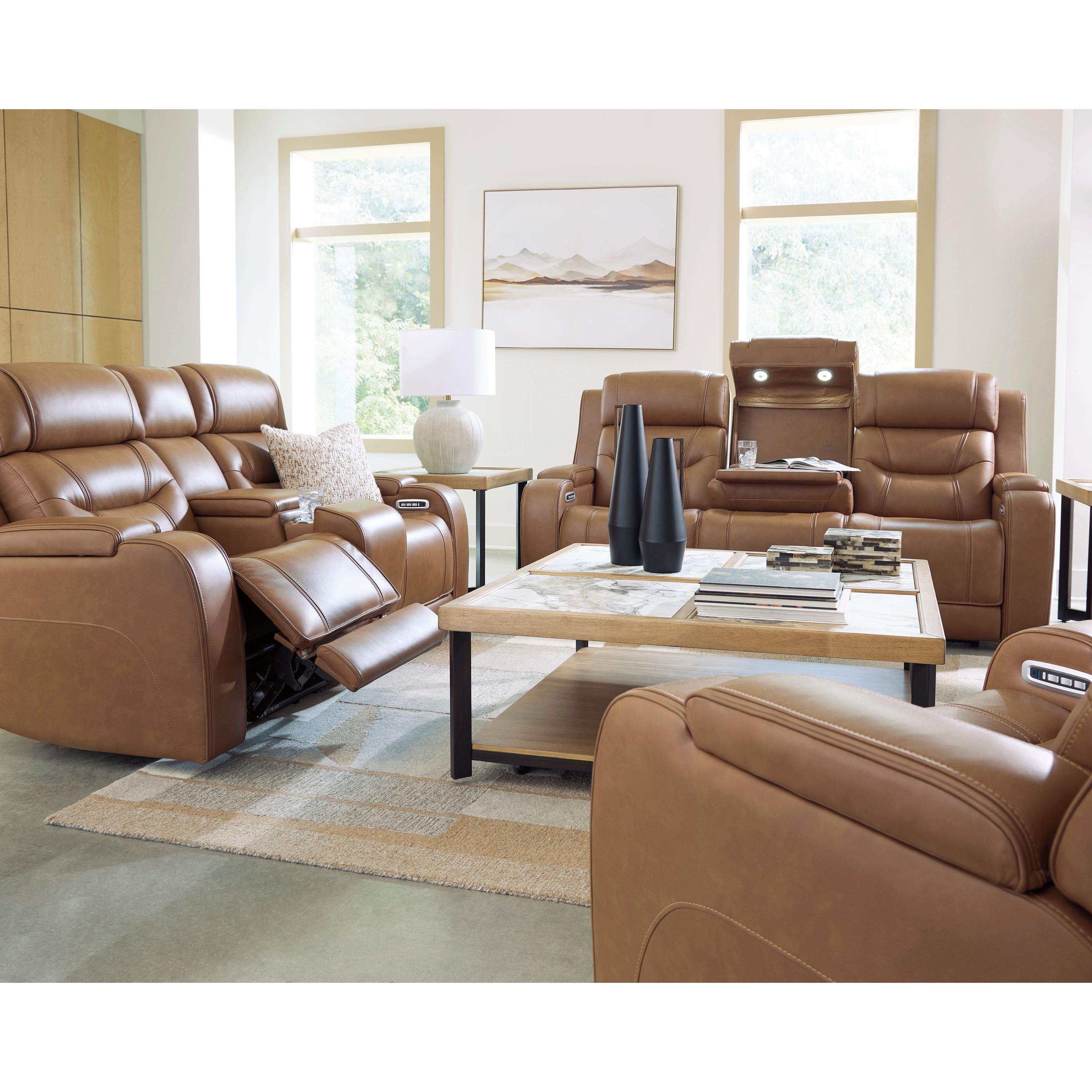  Manufacturer Color_Caramel --  Signature Design by Ashley Knightington Power Leather Match Recliner IMAGE 9