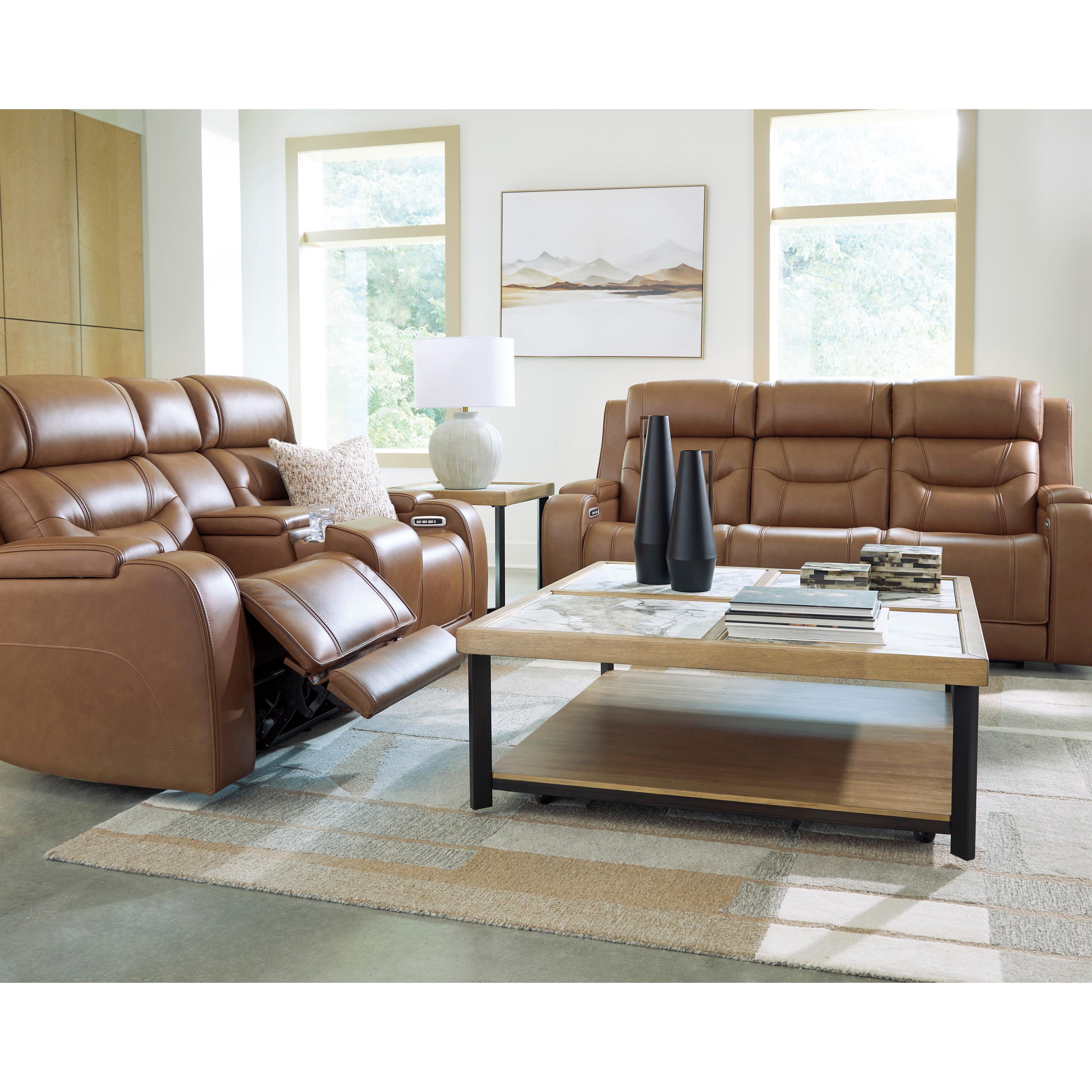  Manufacturer Color_Caramel --  Signature Design by Ashley Knightington Power Reclining Leather Match Sofa IMAGE 12