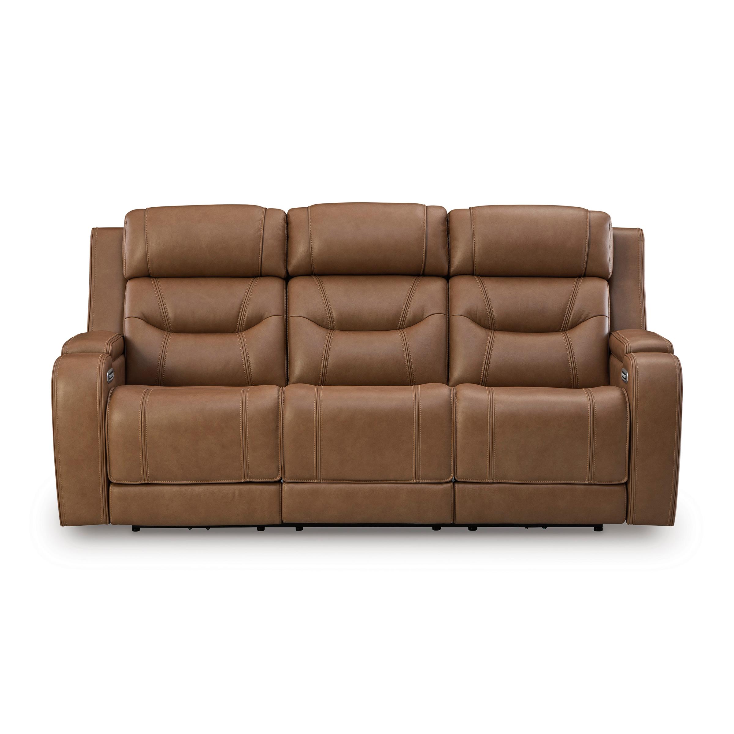  Manufacturer Color_Caramel --  Signature Design by Ashley Knightington Power Reclining Leather Match Sofa IMAGE 2