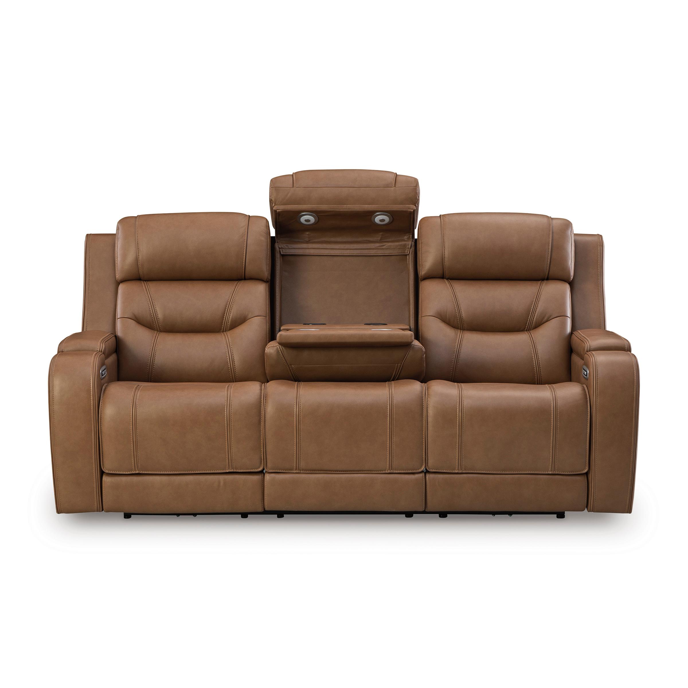  Manufacturer Color_Caramel --  Signature Design by Ashley Knightington Power Reclining Leather Match Sofa IMAGE 3