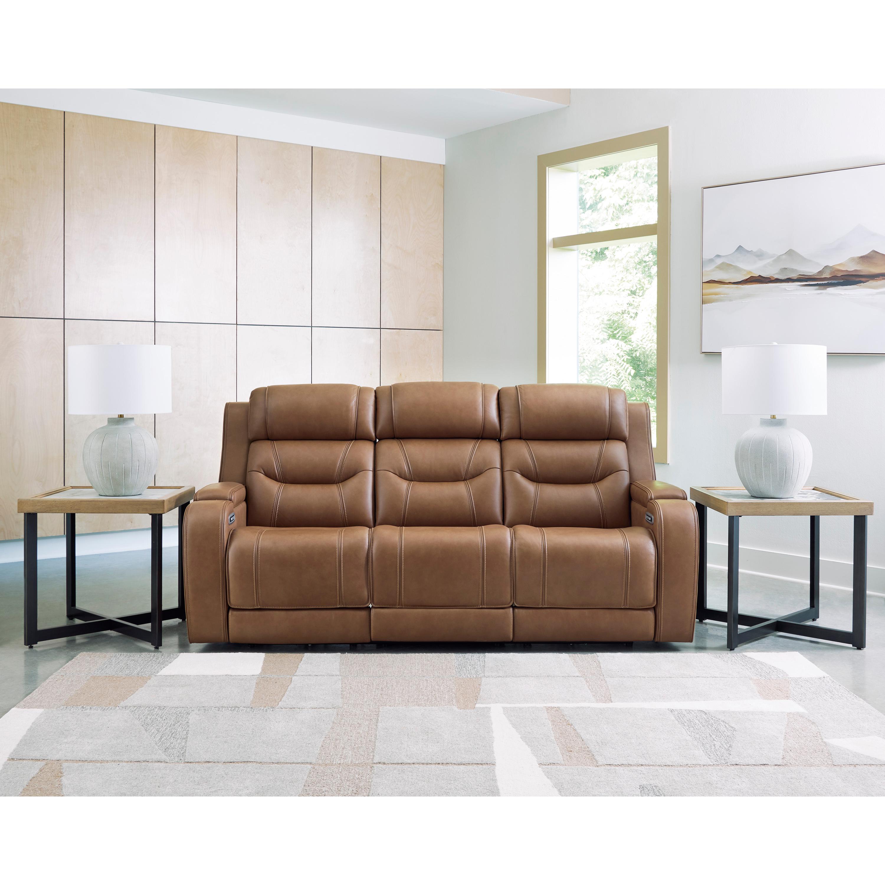  Manufacturer Color_Caramel --  Signature Design by Ashley Knightington Power Reclining Leather Match Sofa IMAGE 5