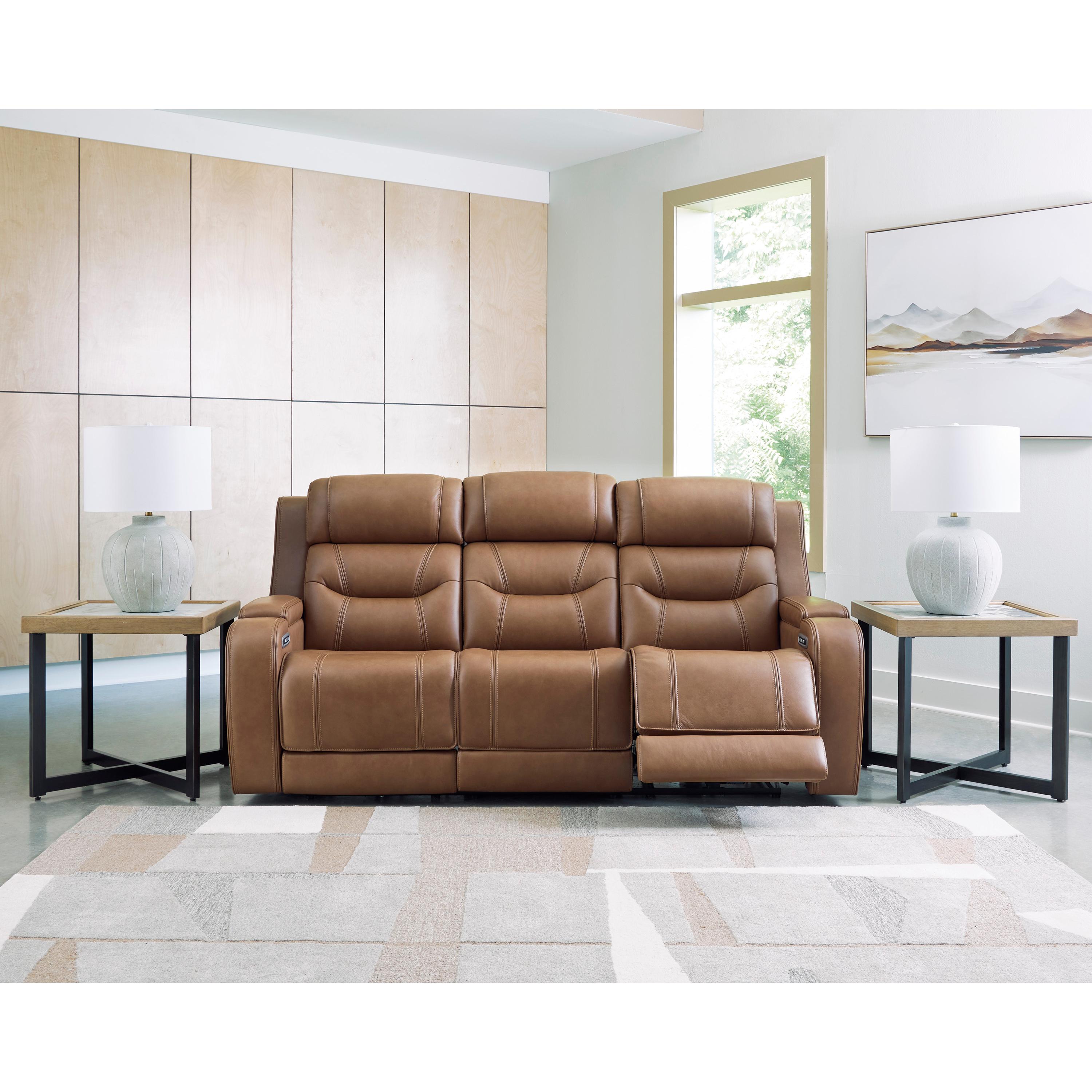  Manufacturer Color_Caramel --  Signature Design by Ashley Knightington Power Reclining Leather Match Sofa IMAGE 6