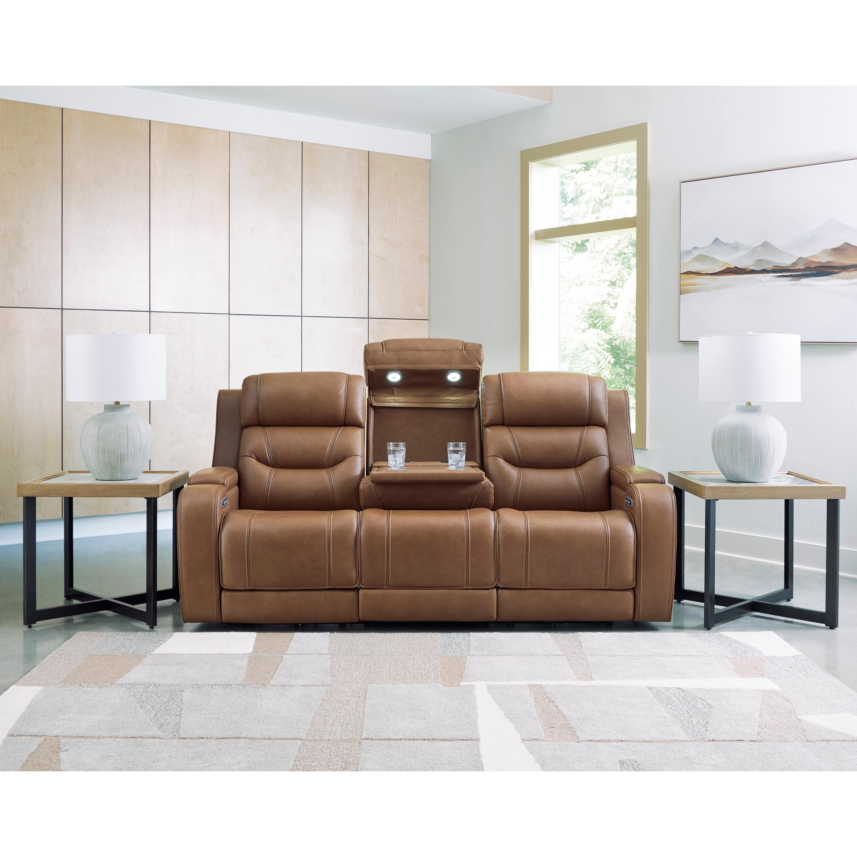  Manufacturer Color_Caramel --  Signature Design by Ashley Knightington Power Reclining Leather Match Sofa IMAGE 7
