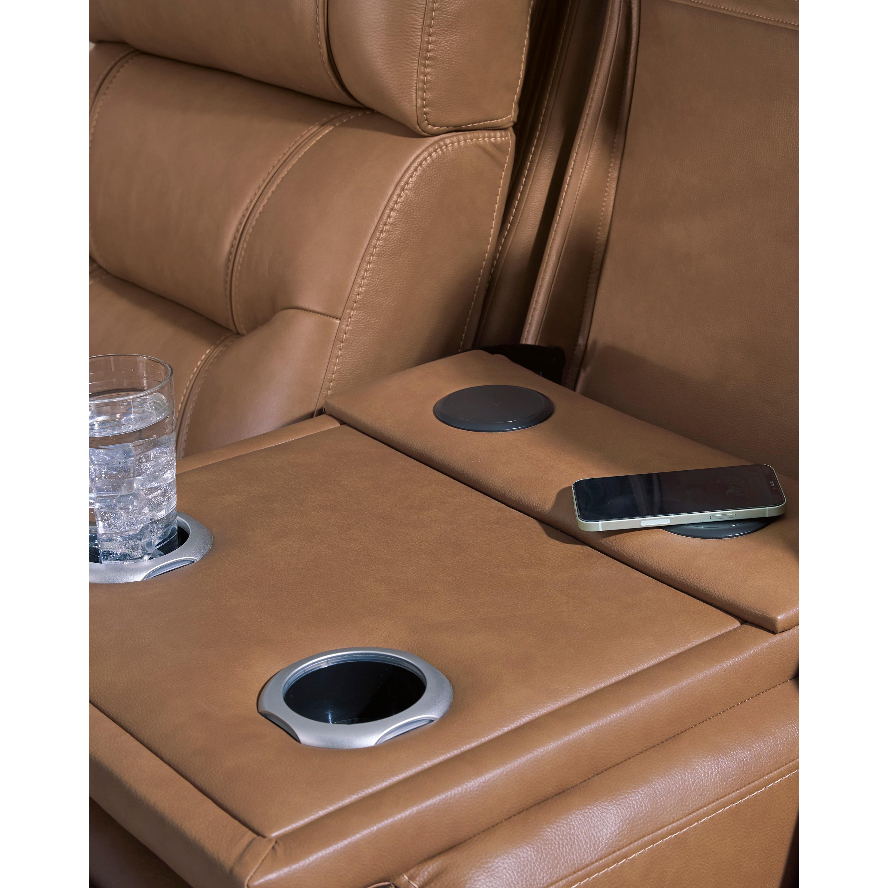  Manufacturer Color_Caramel --  Signature Design by Ashley Knightington Power Reclining Leather Match Sofa IMAGE 9