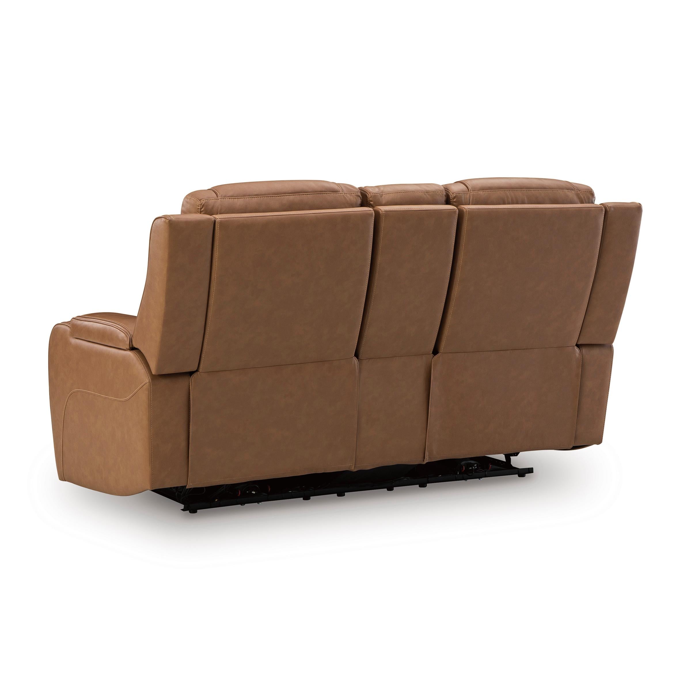  Manufacturer Color_Caramel --  Signature Design by Ashley Knightington Power Reclining Leather Match Loveseat with Console IMAGE 4