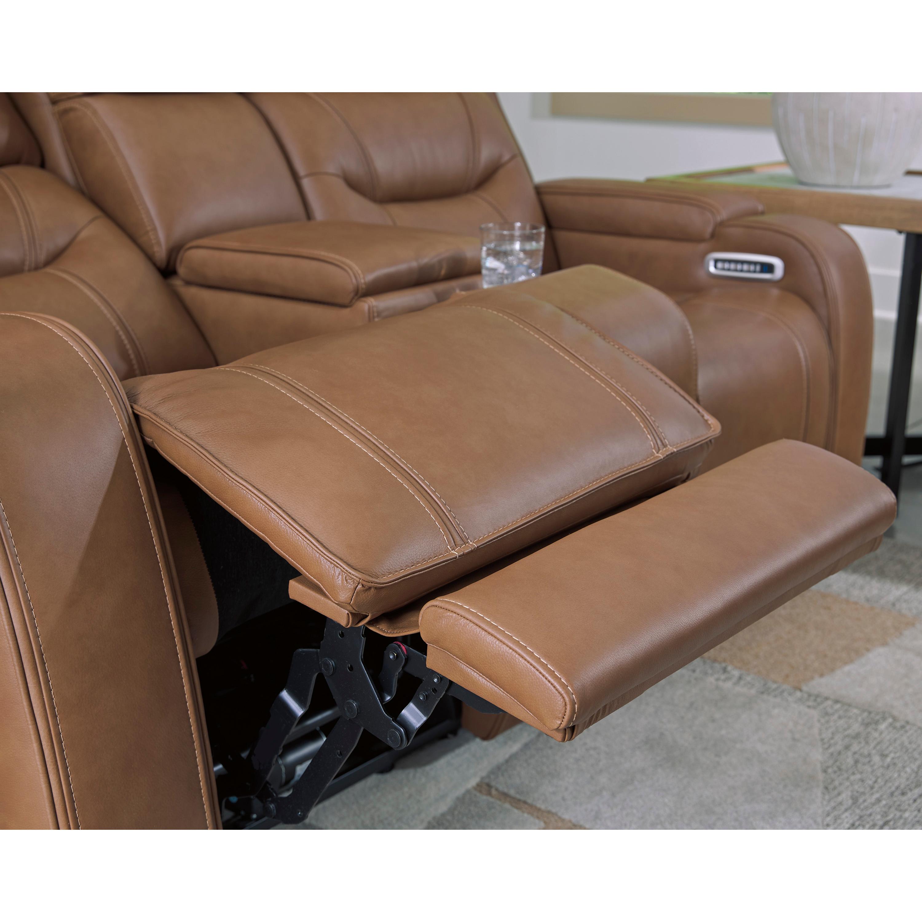  Manufacturer Color_Caramel --  Signature Design by Ashley Knightington Power Reclining Leather Match Loveseat with Console IMAGE 9