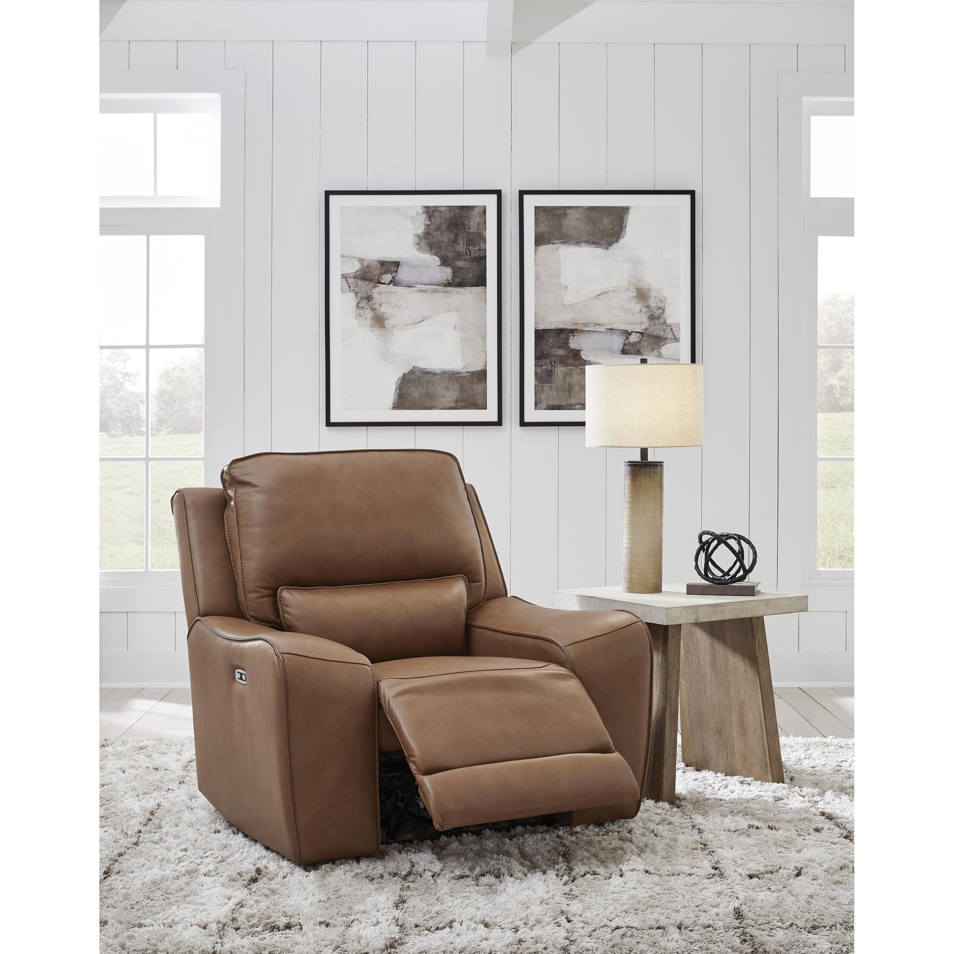  Manufacturer Color_Caramel --  Signature Design by Ashley DeepWakes Power Leather Match Recliner IMAGE 6