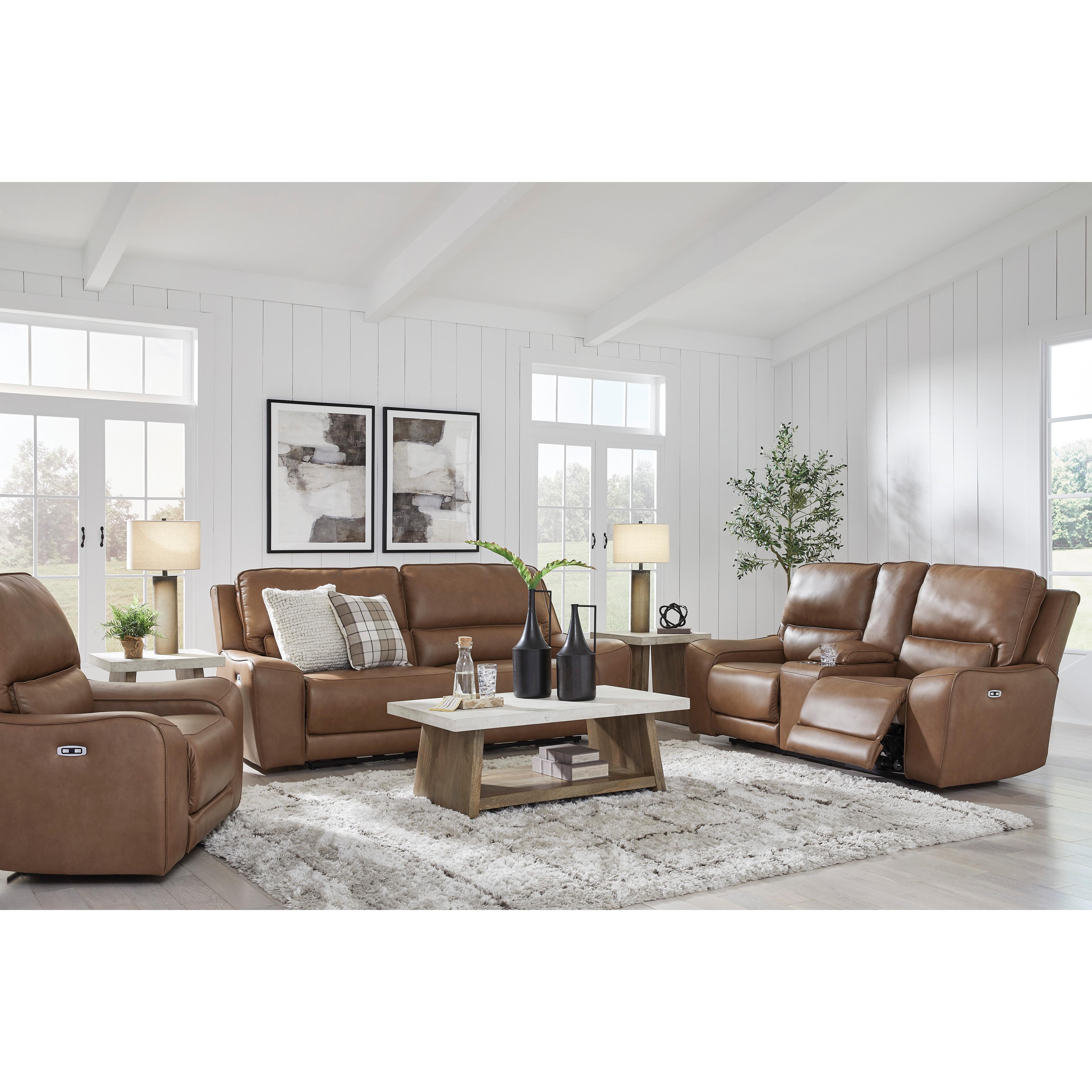  Manufacturer Color_Caramel --  Signature Design by Ashley DeepWakes Power Leather Match Recliner IMAGE 9