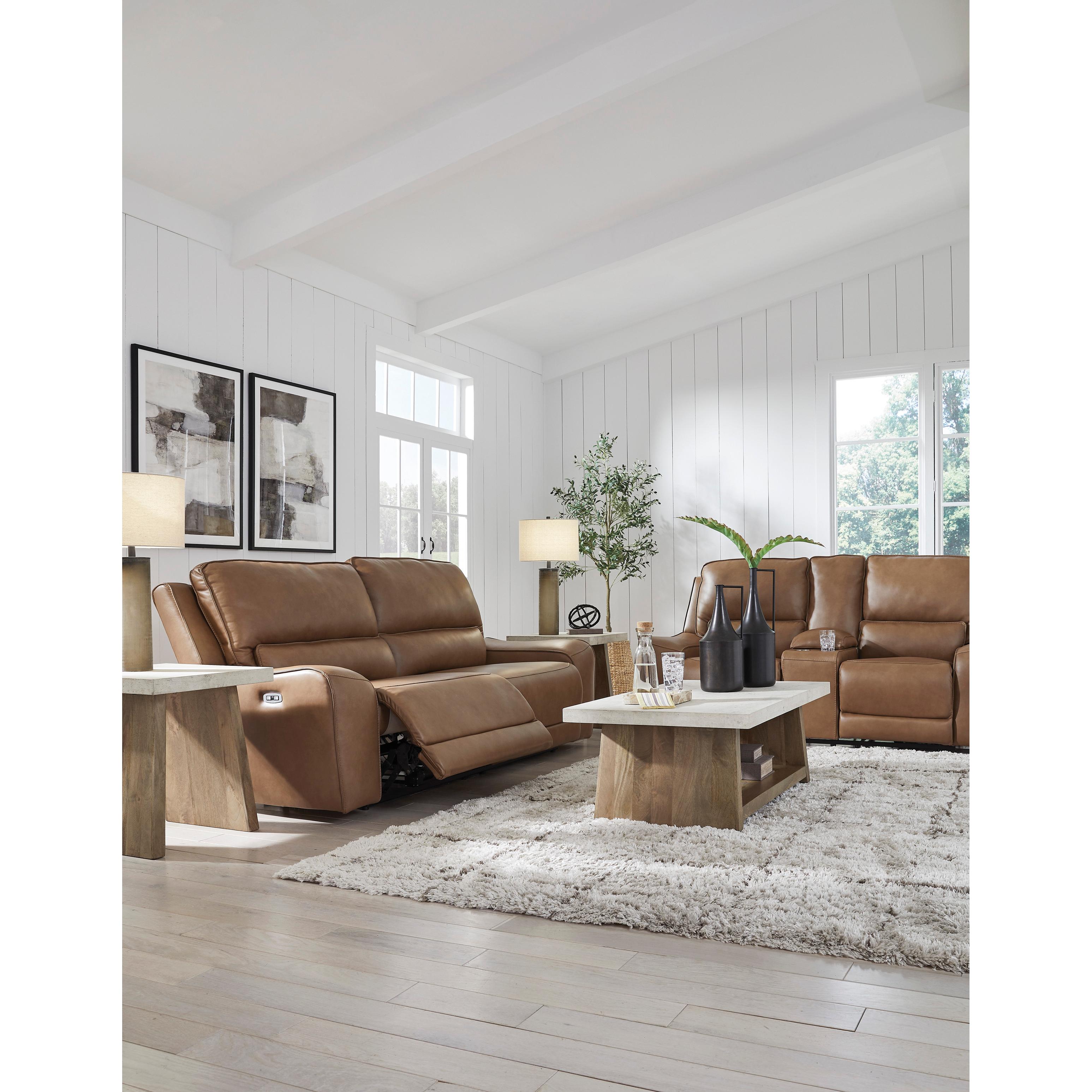  Manufacturer Color_Caramel --  Signature Design by Ashley DeepWakes Power Reclining Leather Match Loveseat with Console IMAGE 12