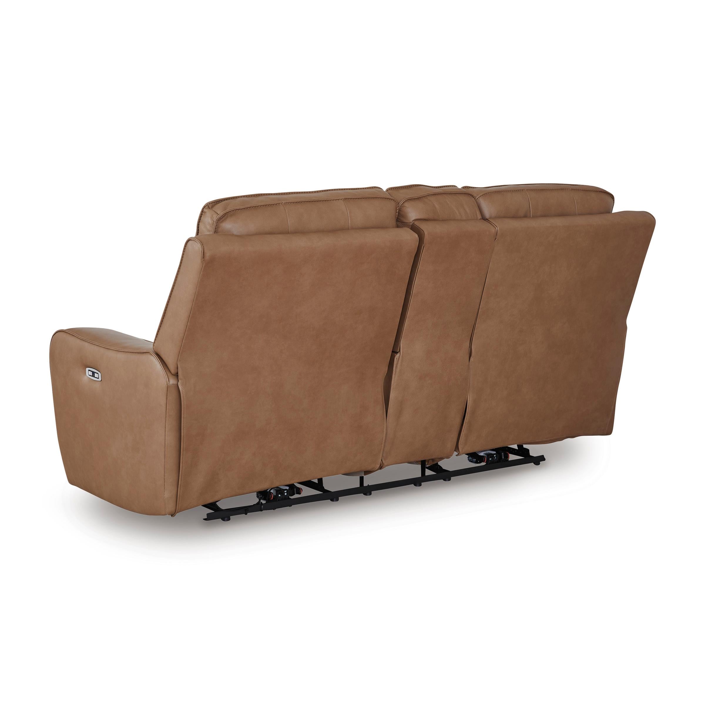  Manufacturer Color_Caramel --  Signature Design by Ashley DeepWakes Power Reclining Leather Match Loveseat with Console IMAGE 4