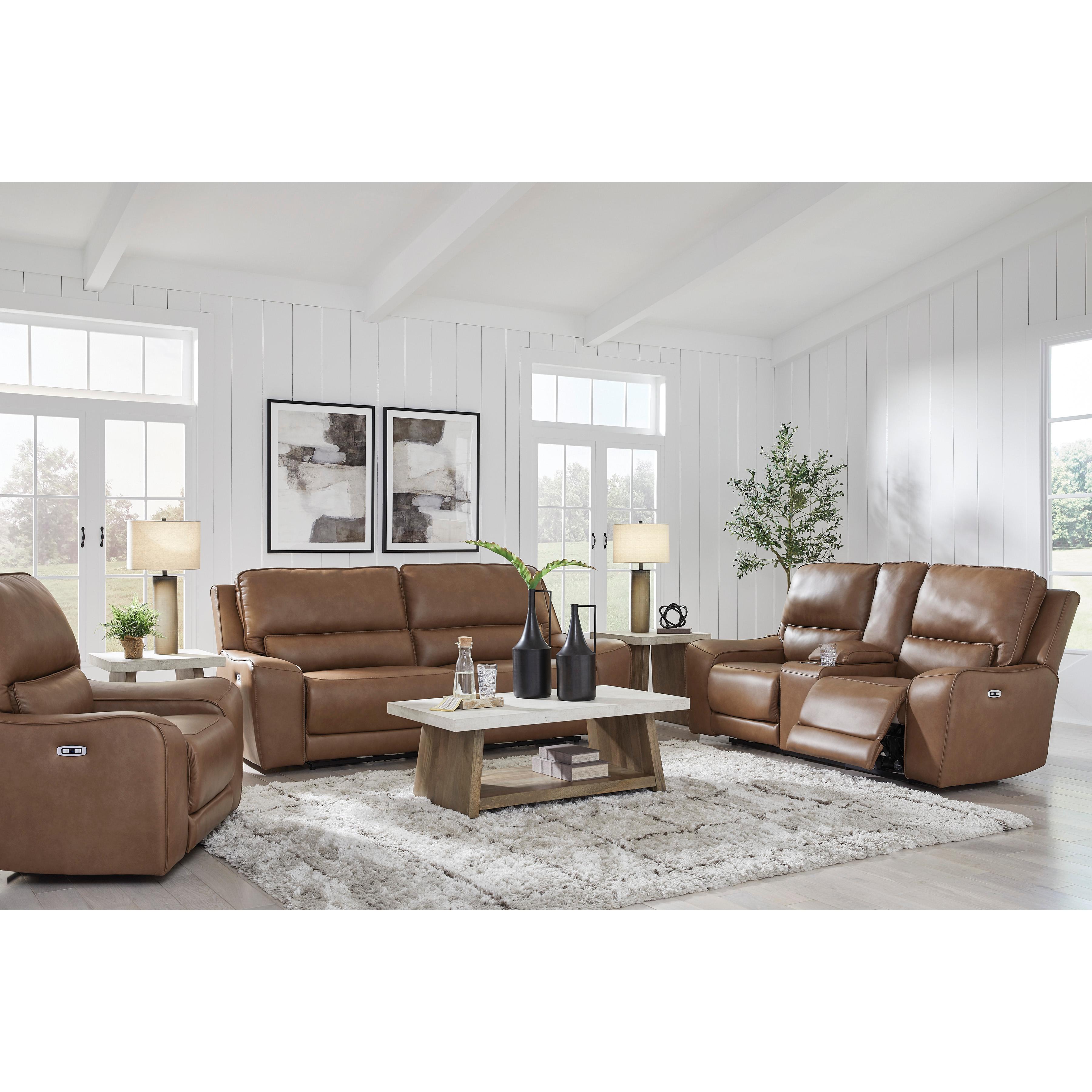  Manufacturer Color_Caramel --  Signature Design by Ashley DeepWakes Power Reclining Leather Match Sofa IMAGE 14