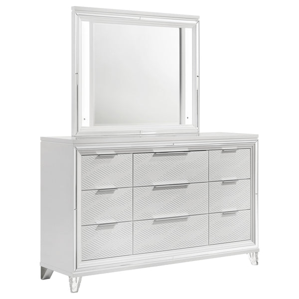 Coaster Furniture Marmore 224963M 9-Drawer Dresser and LED Mirror - White