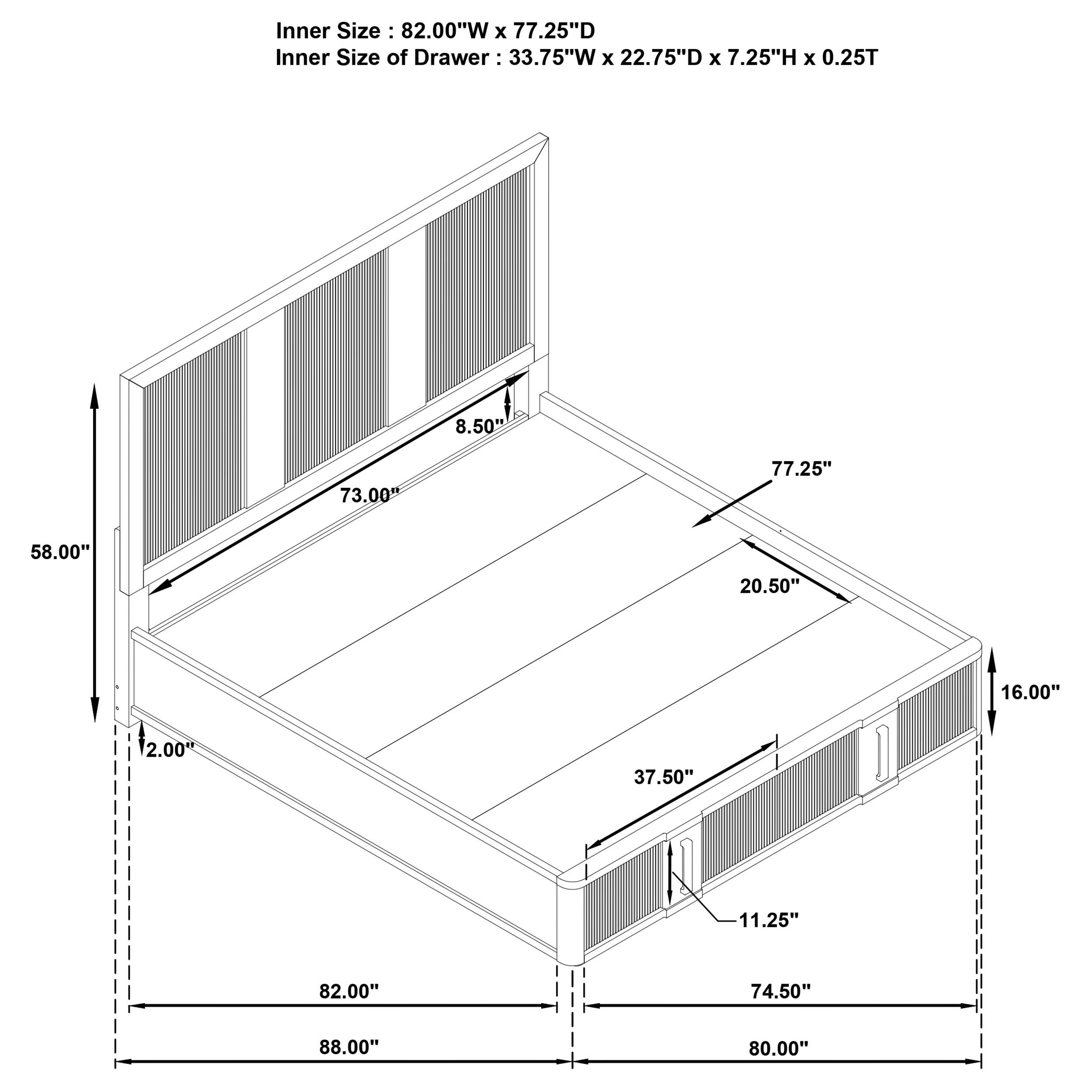 Size_King --  Terrace 224900KE 2-Drawer Eastern King Storage Bed - Ash Brown IMAGE 6