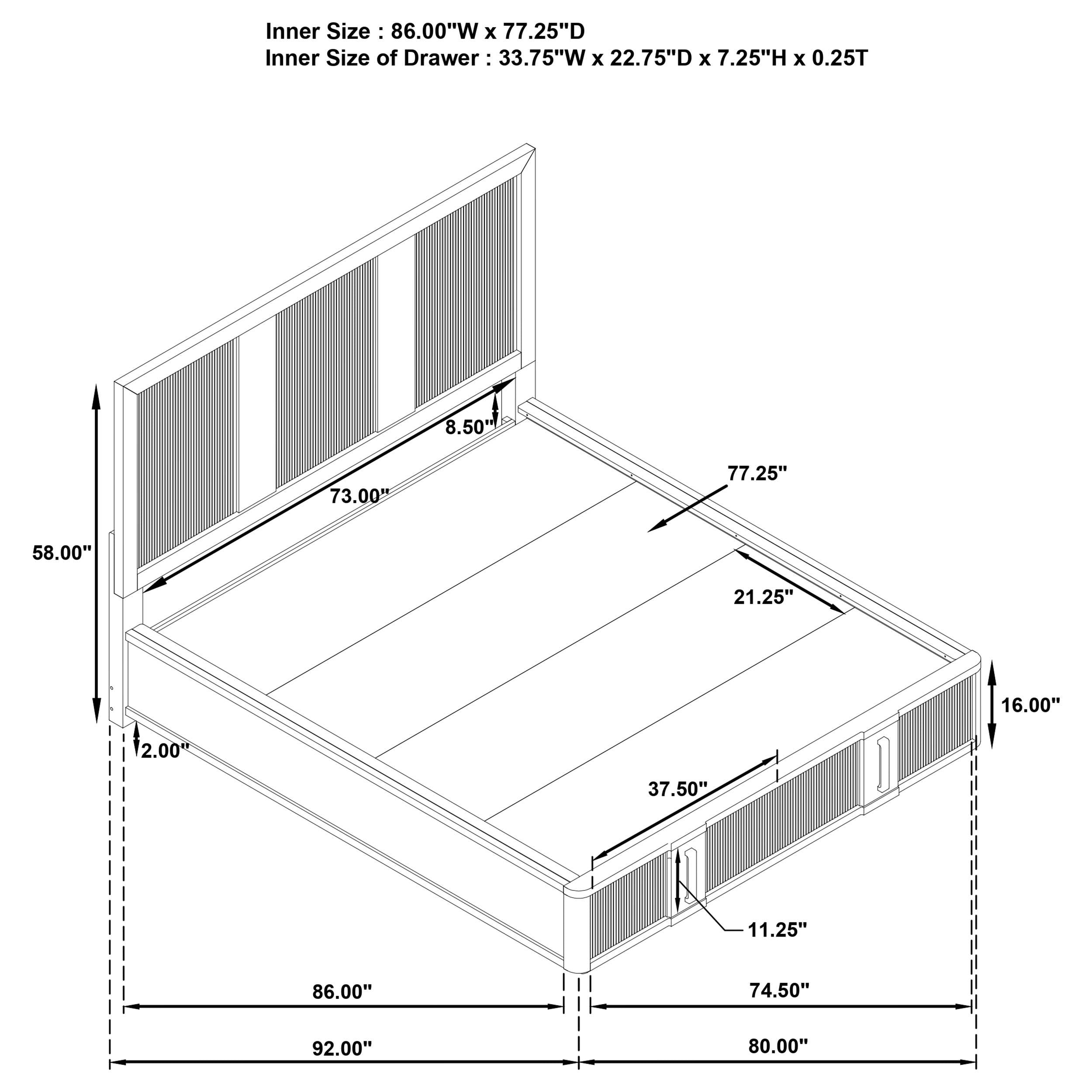  Size_California King --  Terrace 224900KW 2-Drawer California King Storage Bed - Ash Brown IMAGE 6