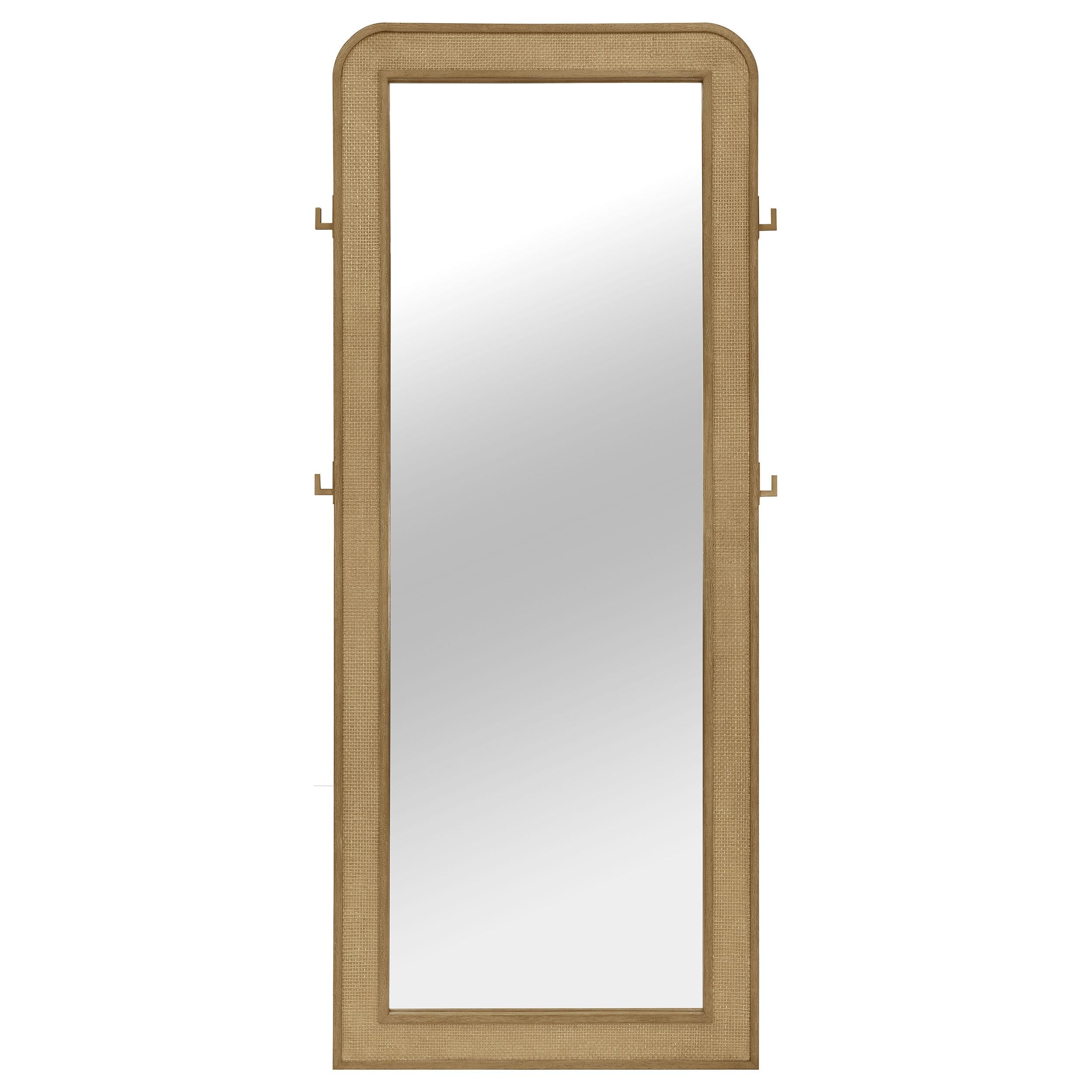  Coaster Furniture Arini 224309 Cane Weave Full Length Standing Floor Mirror - Sand Wash IMAGE 2