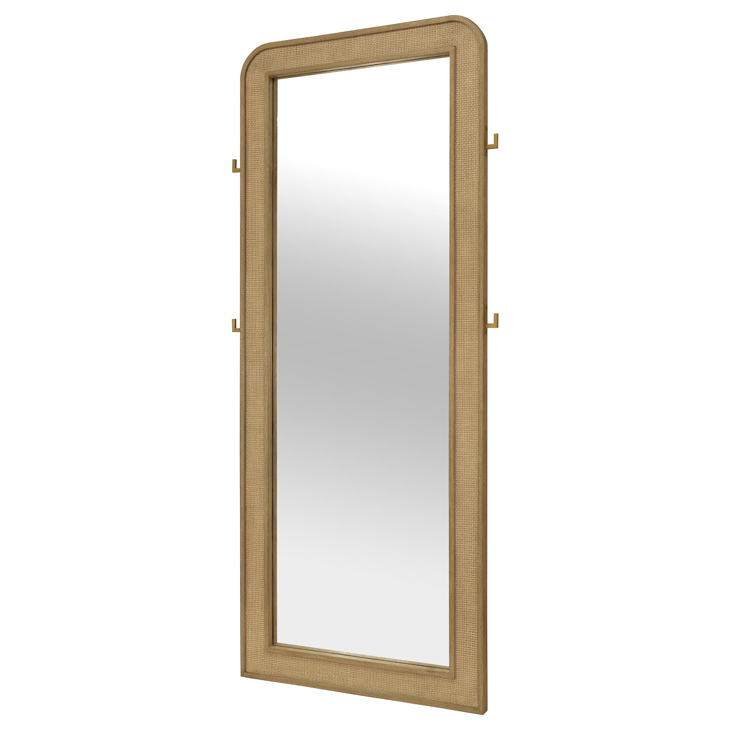  Coaster Furniture Arini 224309 Cane Weave Full Length Standing Floor Mirror - Sand Wash IMAGE 3