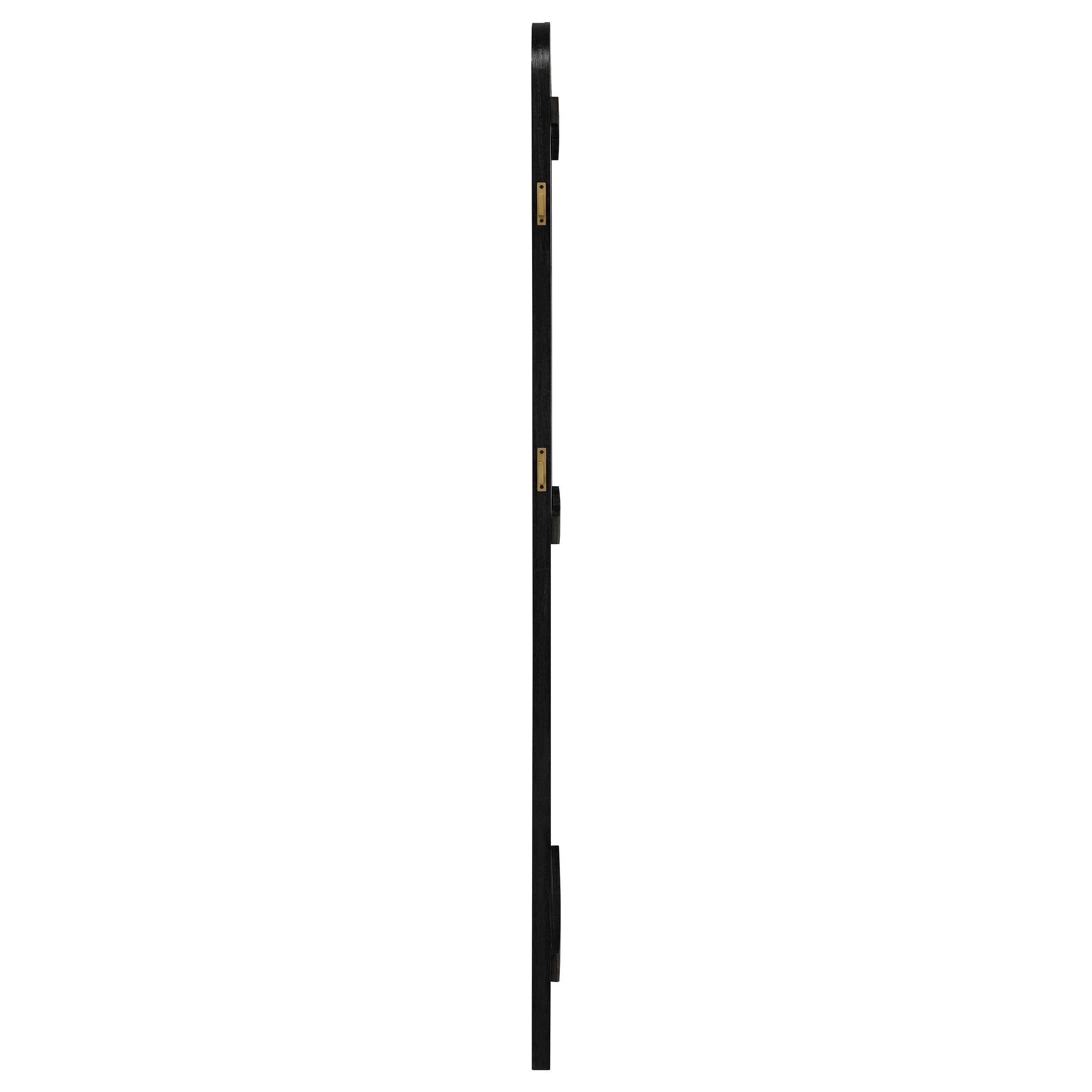  Coaster Furniture Arini 224339 Cane Weave Full Length Standing Floor Mirror - Black IMAGE 4