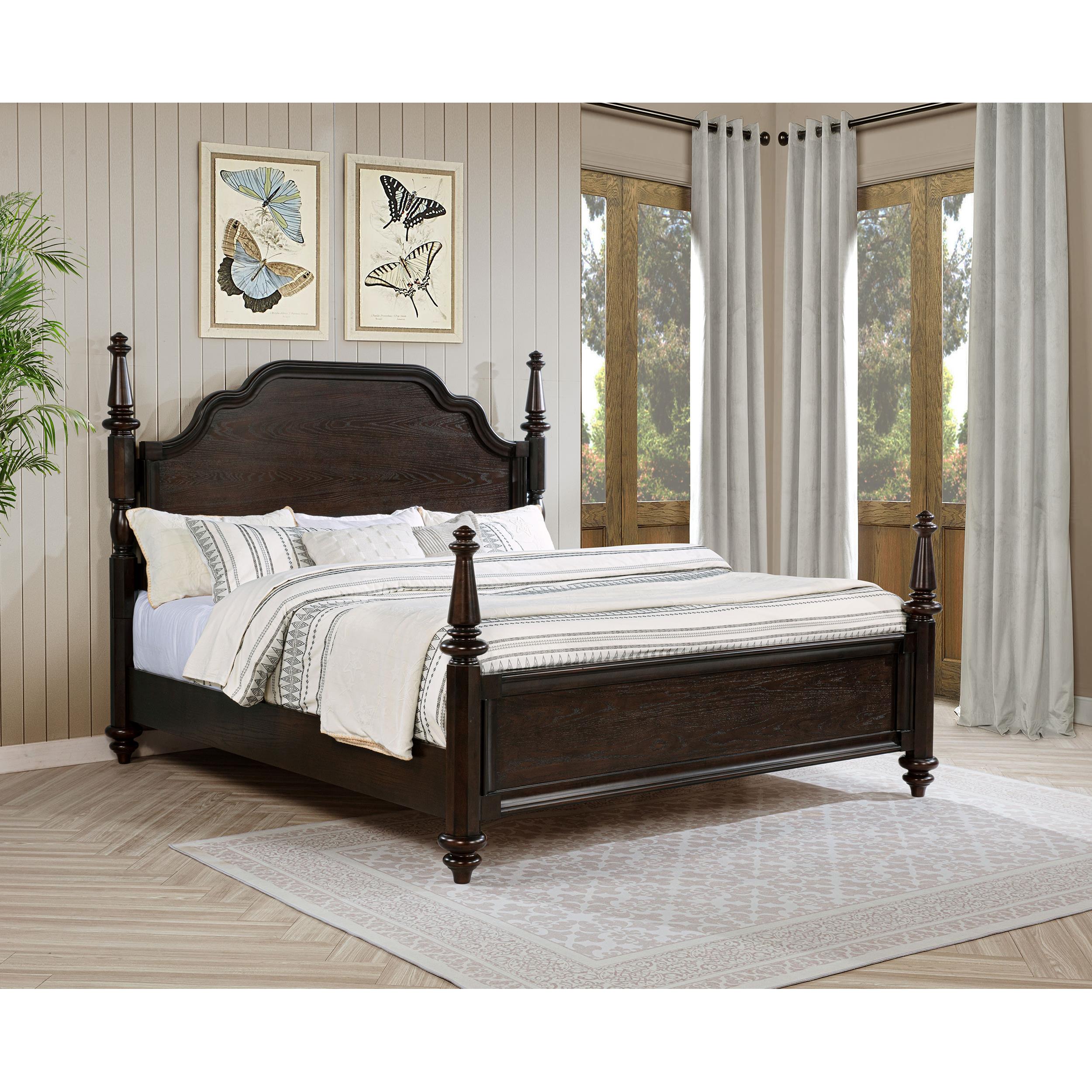  Size_King --  Andover 223631KE 63-inch Four Poster Eastern King Bed - Dark Oak IMAGE 4