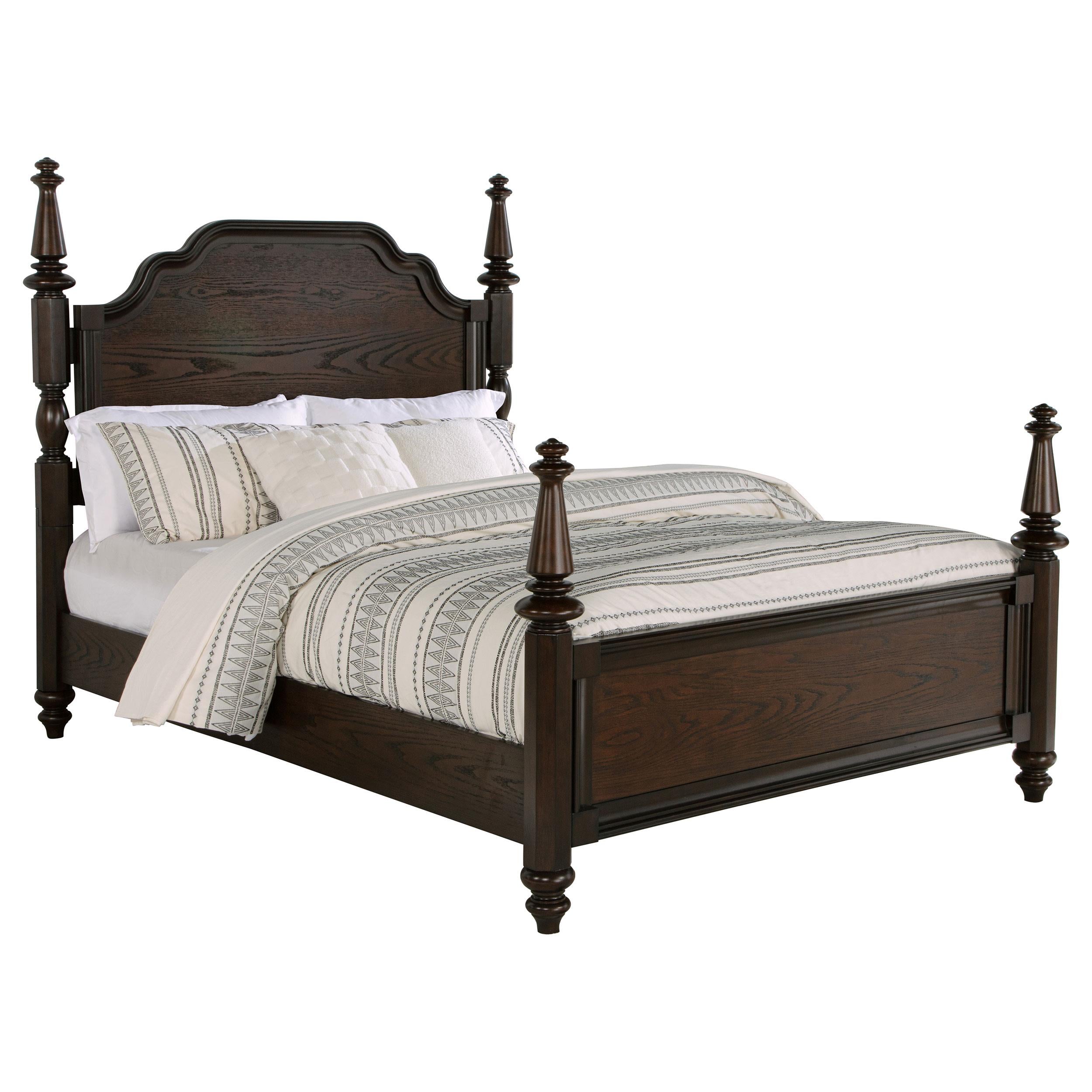  Size_California King --  Andover 223631KW 63-inch Four Poster California King Bed - Dark Oak IMAGE 1