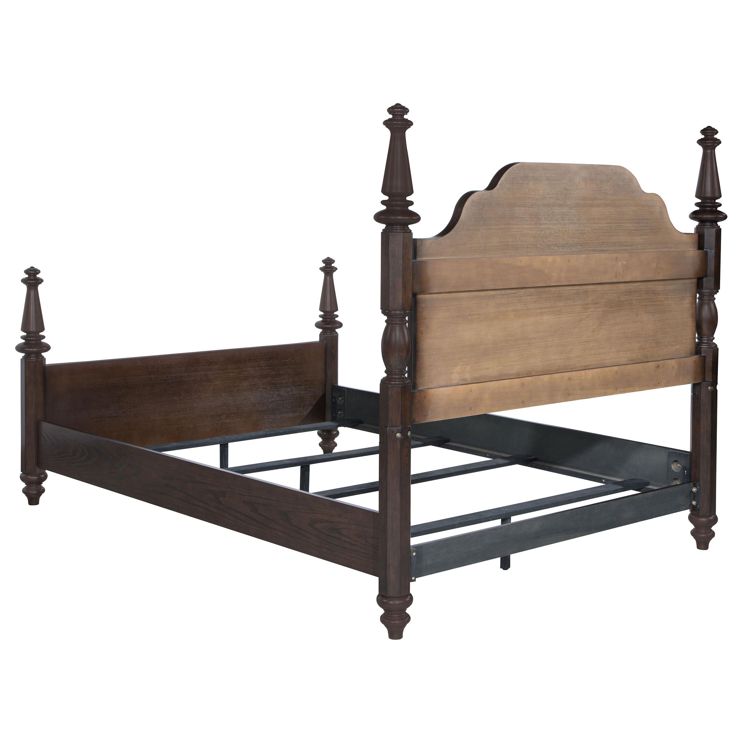  Size_California King --  Andover 223631KW 63-inch Four Poster California King Bed - Dark Oak IMAGE 2