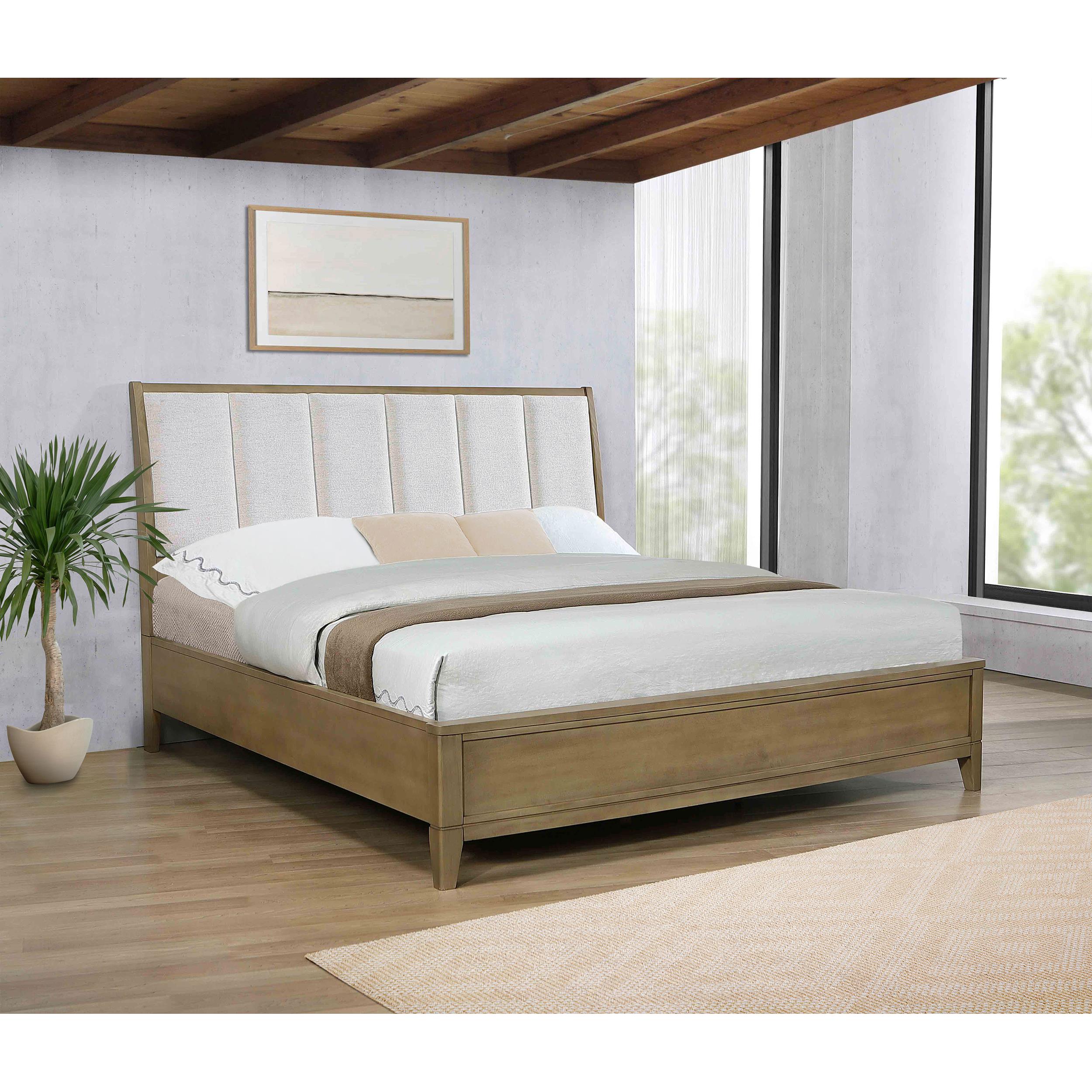  Size_King --  Granada 224921KE Upholstered Eastern King Panel Bed - Natural Pine IMAGE 4