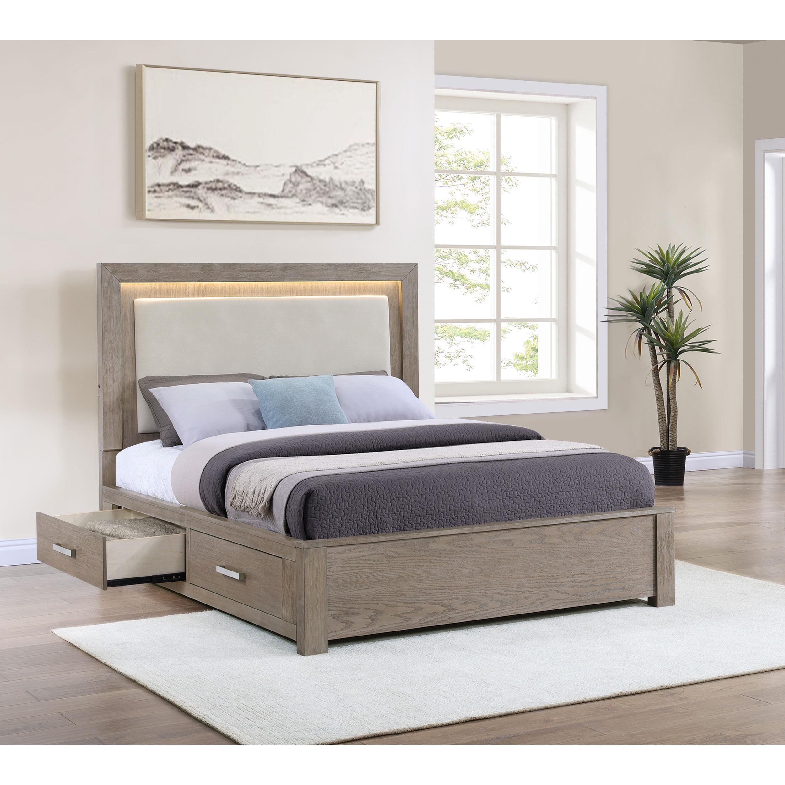  Size_King --  Kenora 224850KE 56-inch Eastern King LED Storage Bed - Barley Brown IMAGE 9