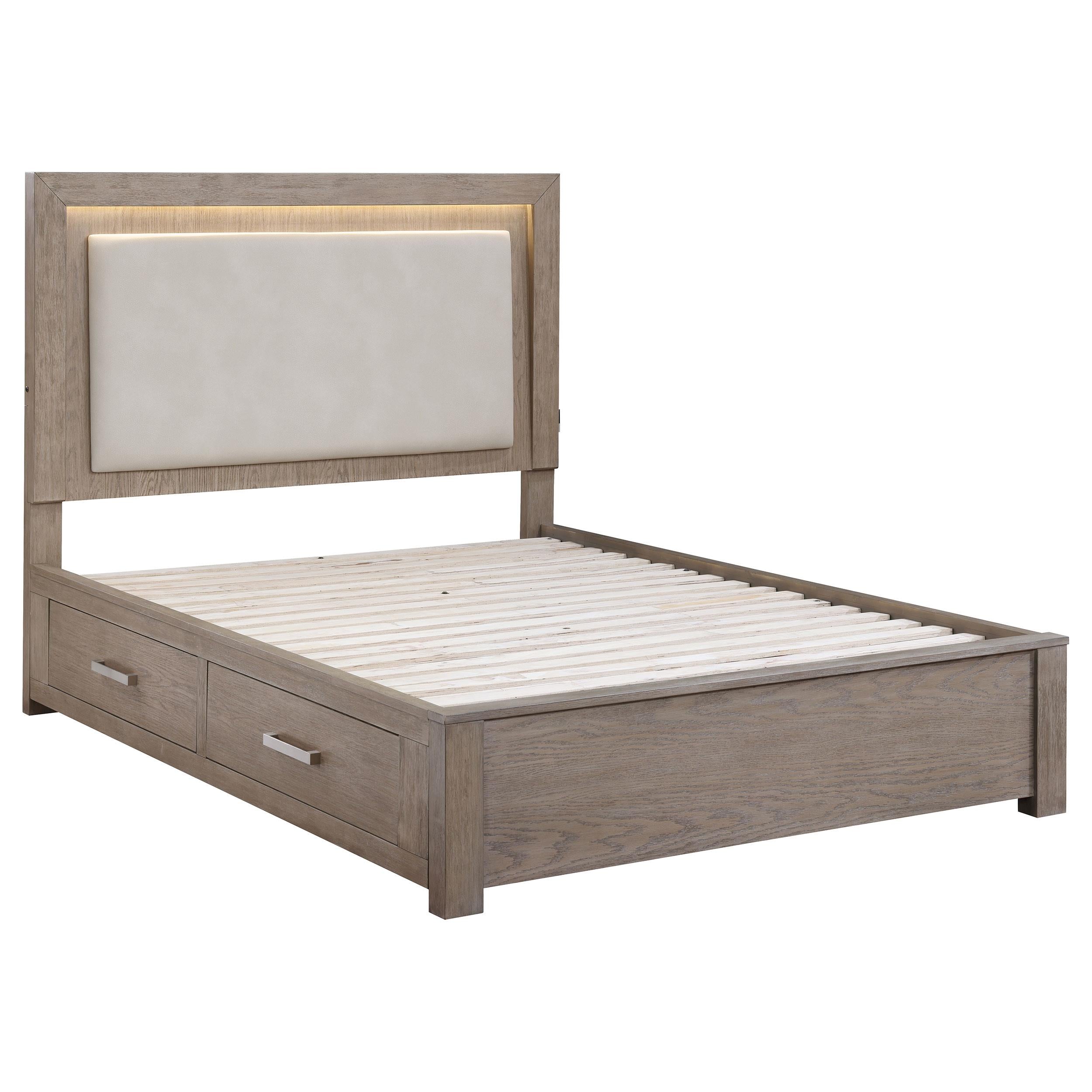  Size_California King --  Kenora 224850KW 56-inch California King LED Storage Bed - Barley Brown IMAGE 1