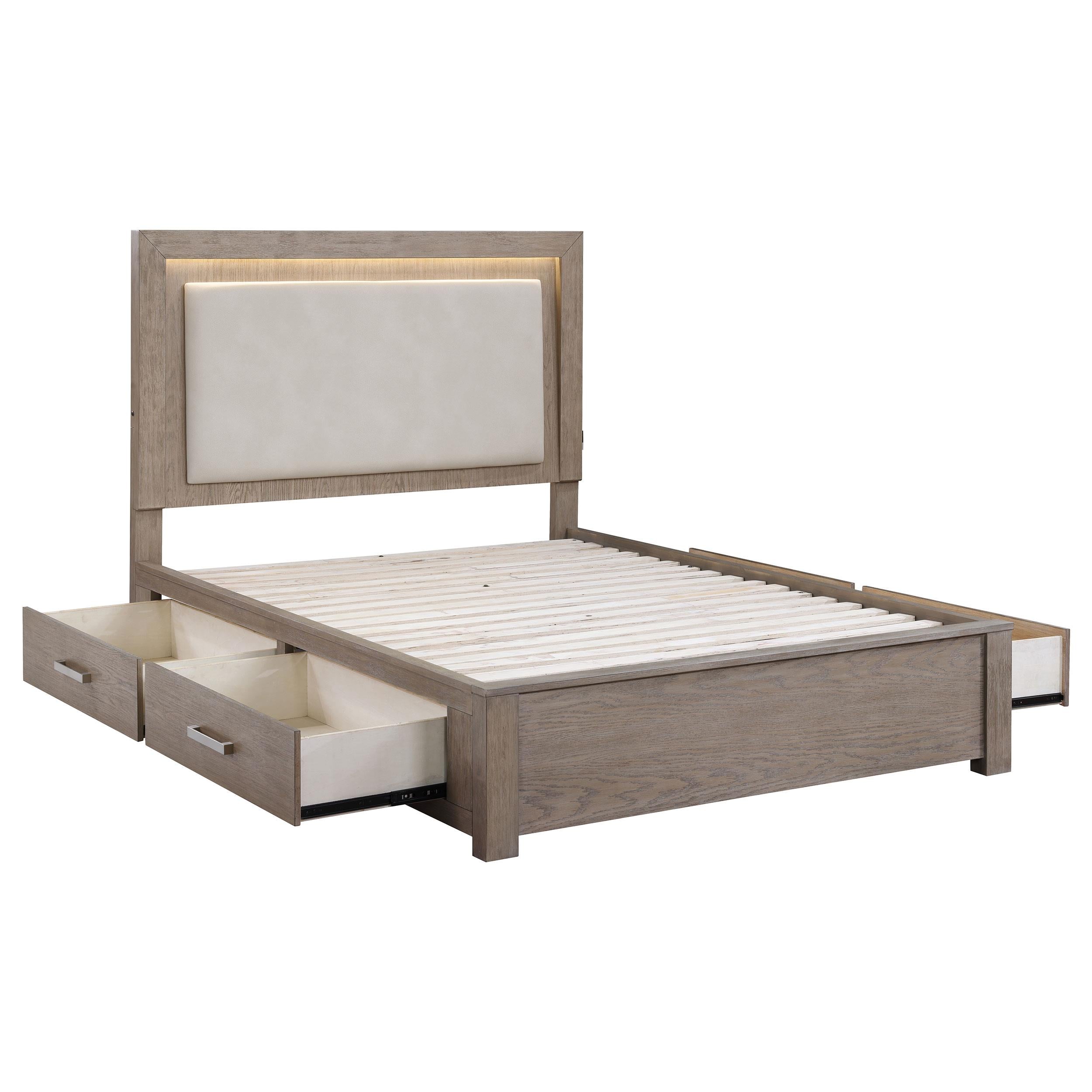  Size_California King --  Kenora 224850KW 56-inch California King LED Storage Bed - Barley Brown IMAGE 2