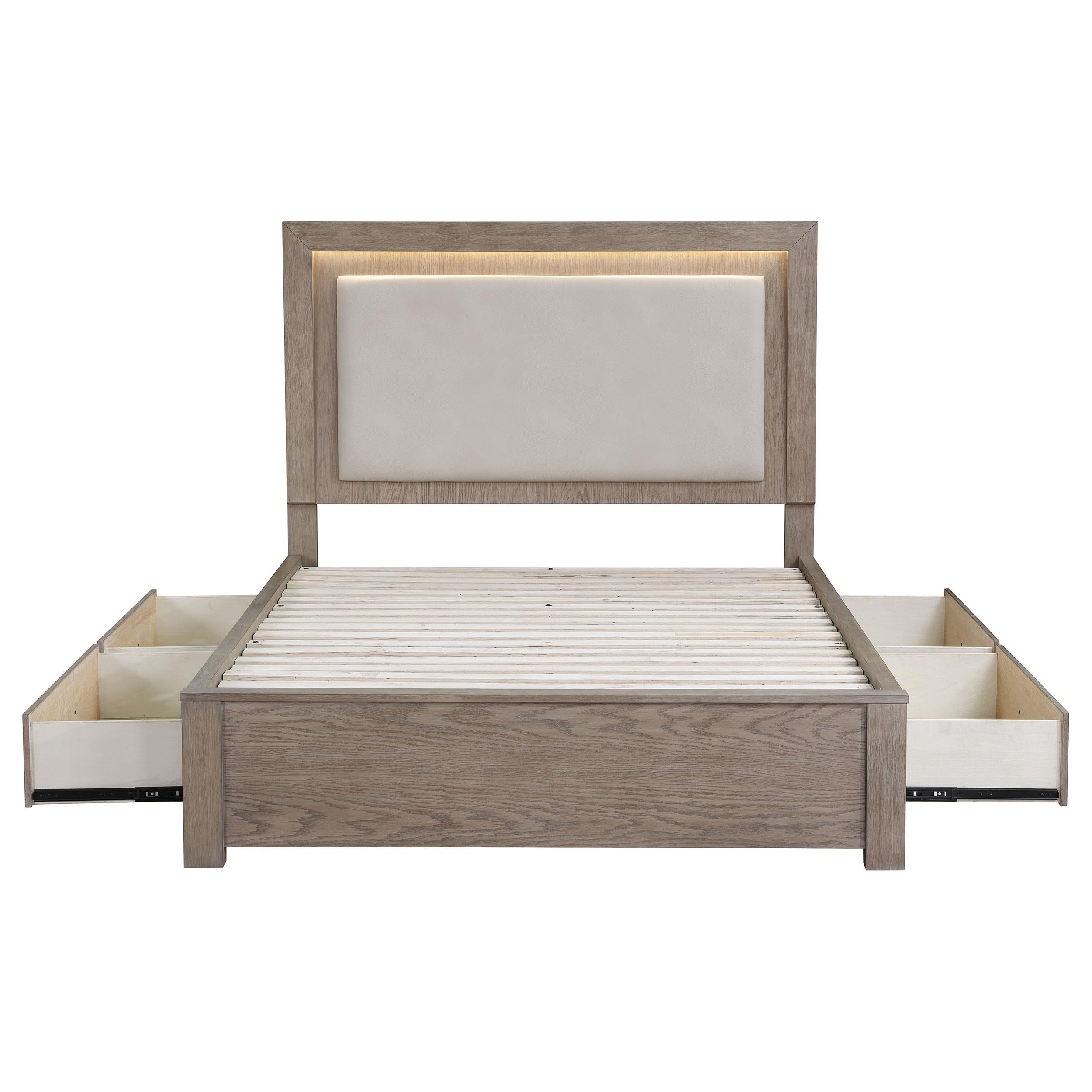  Size_California King --  Kenora 224850KW 56-inch California King LED Storage Bed - Barley Brown IMAGE 6