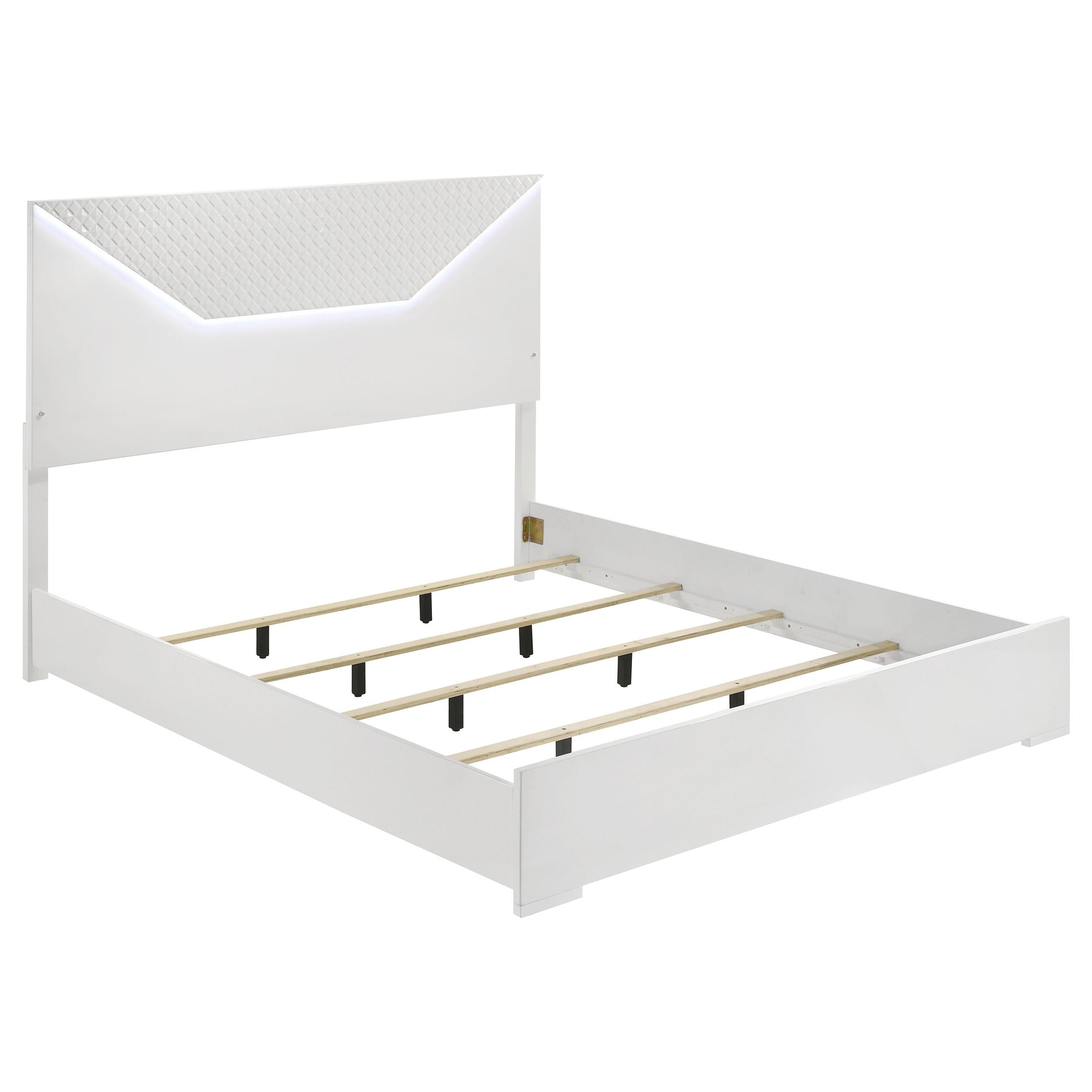  Size_King --  Ives 224941KE Eastern King Panel Bed LED Headboard - White High Gloss IMAGE 1