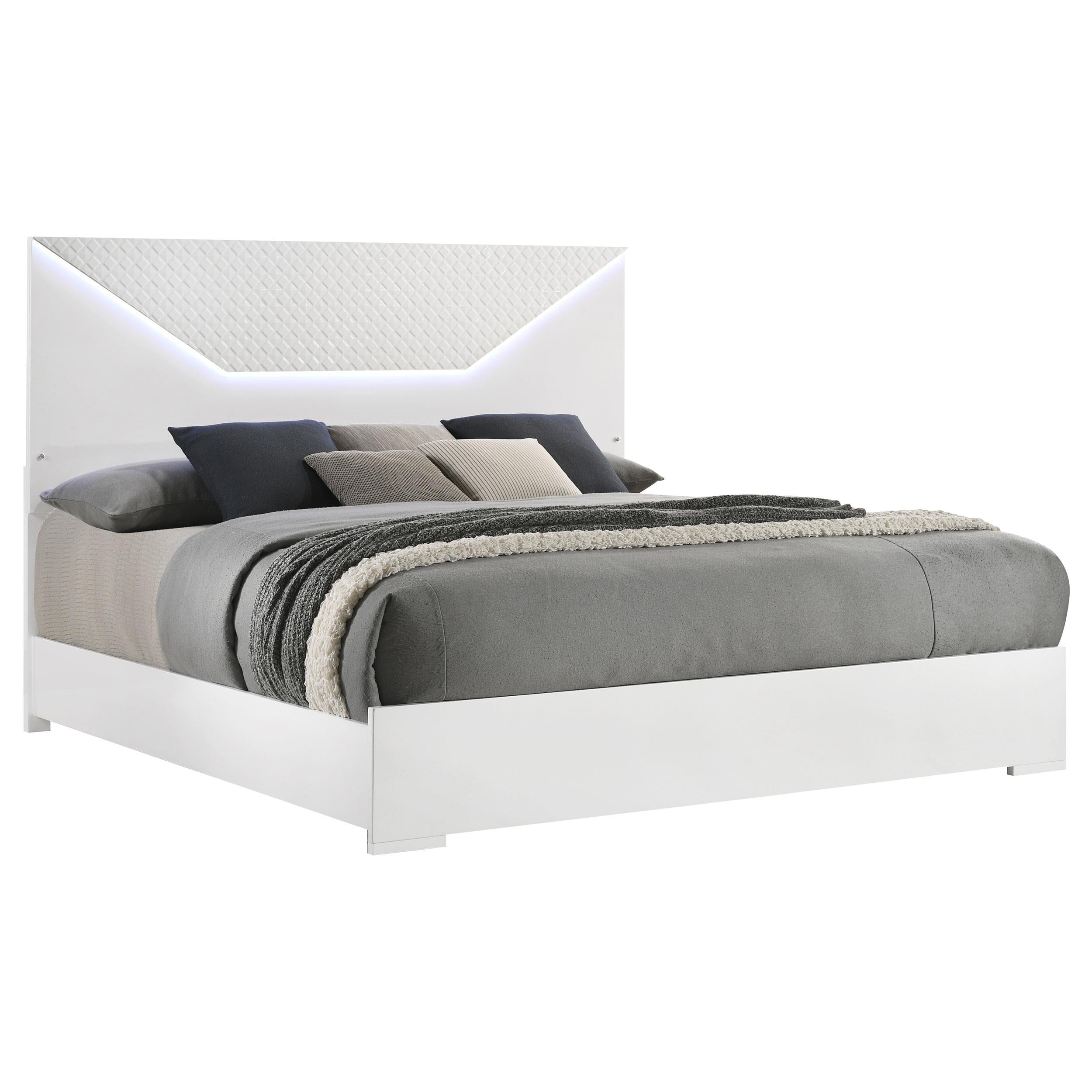  Size_King --  Ives 224941KE Eastern King Panel Bed LED Headboard - White High Gloss IMAGE 2
