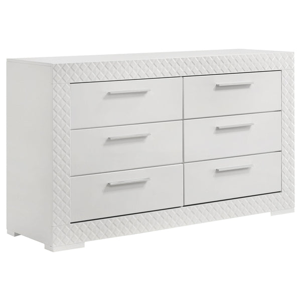 Coaster Furniture Ives 224943 6-Drawer Dresser Cabinet - White High Gloss