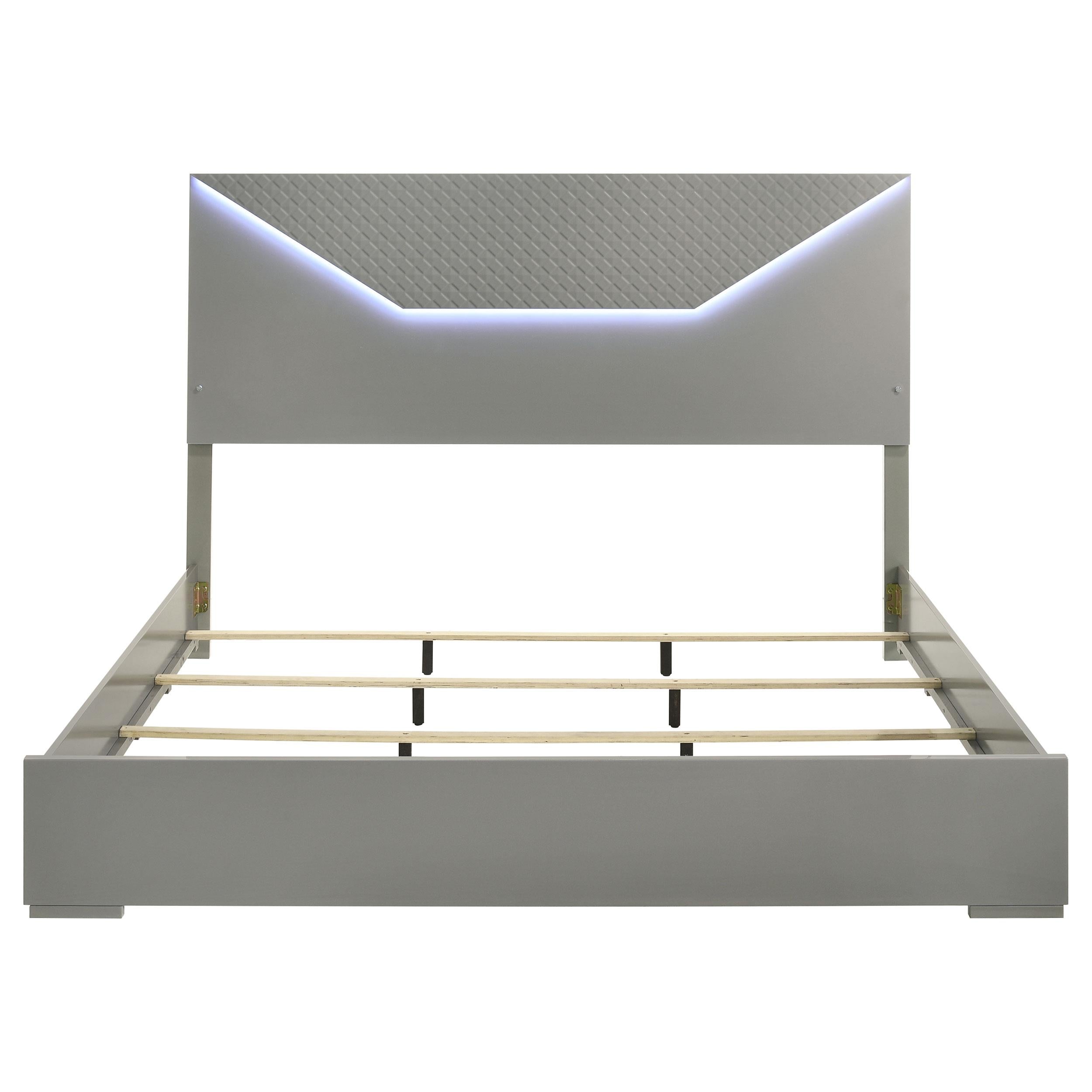  Size_King --  Ives 224971KE Eastern King Panel Bed LED Headboard - Grey High Gloss IMAGE 3