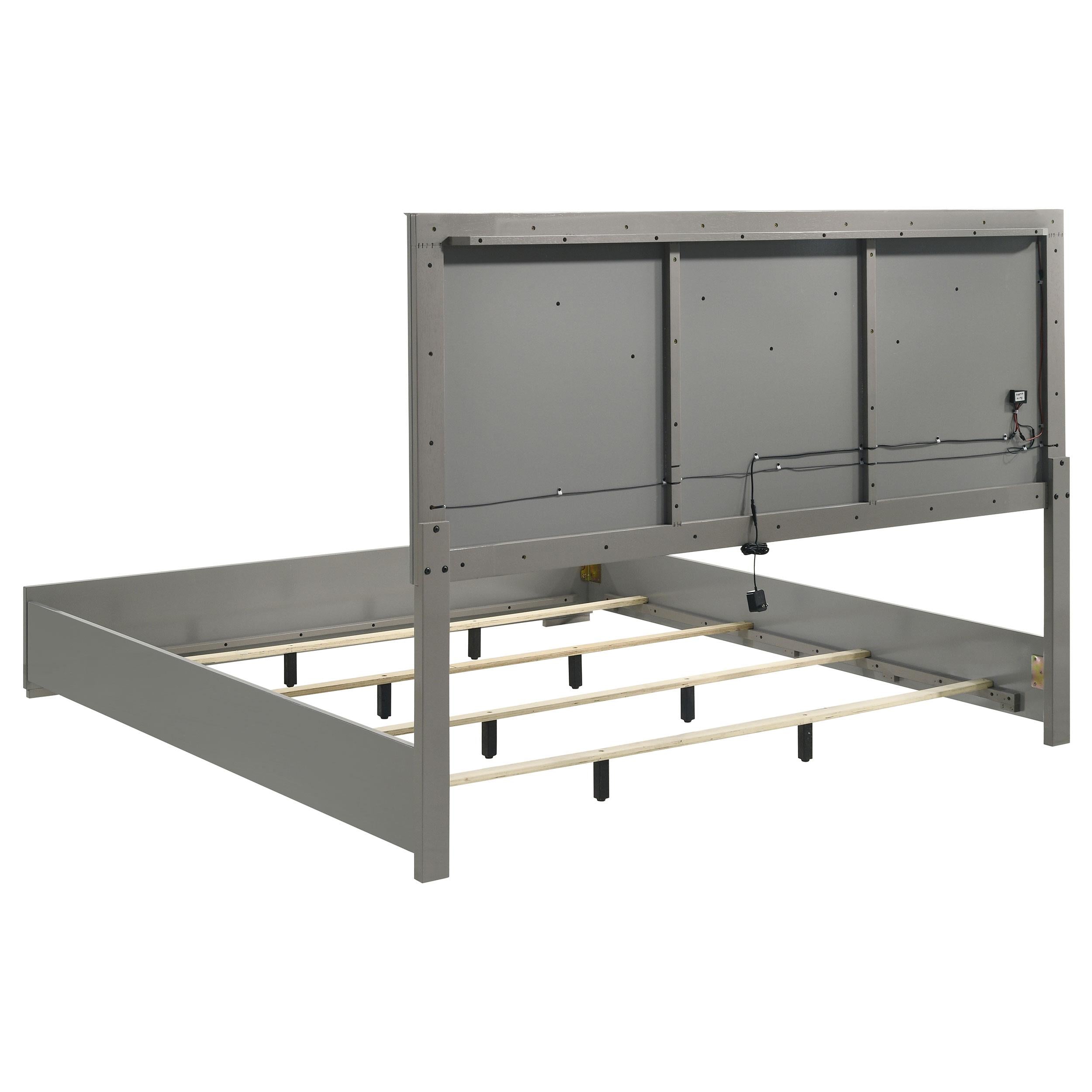  Size_King --  Ives 224971KE Eastern King Panel Bed LED Headboard - Grey High Gloss IMAGE 6
