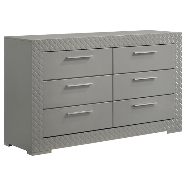 Coaster Furniture Ives 224973 6-Drawer Dresser Cabinet - Grey High Gloss