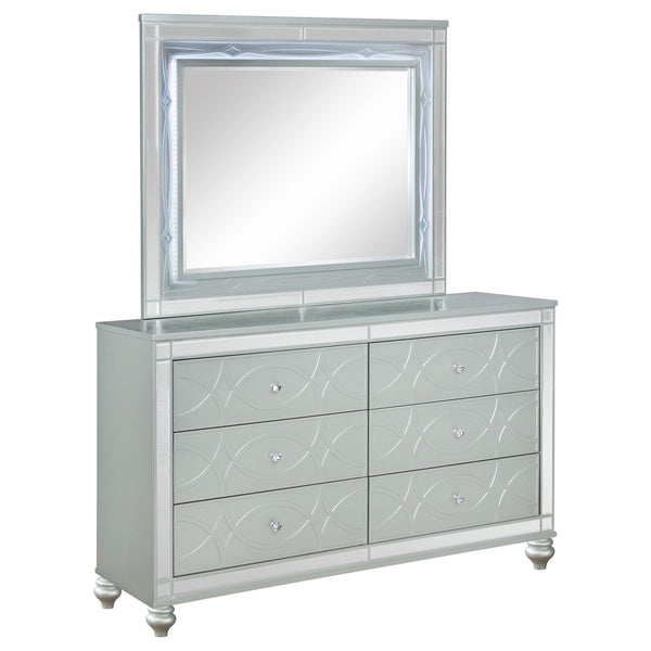 Coaster Furniture Gunnison 223213M 6-Drawer Dresser with Mirror - Silver Metallic