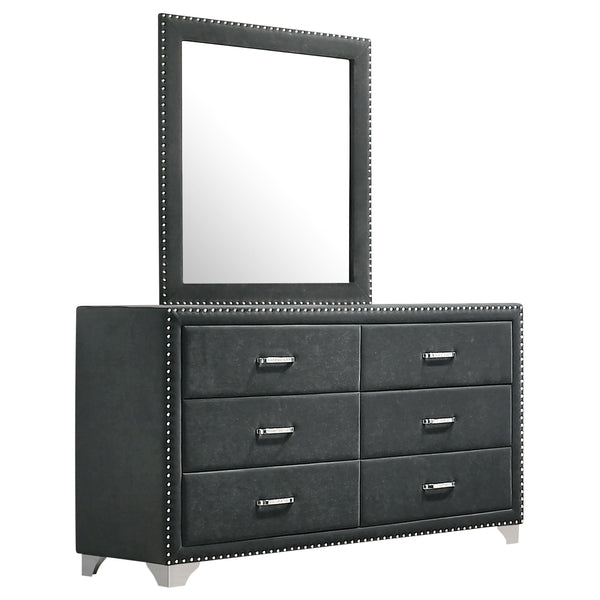 Coaster Furniture Melody 223383M 6-Drawer Upholstered Dresser with Mirror - Grey