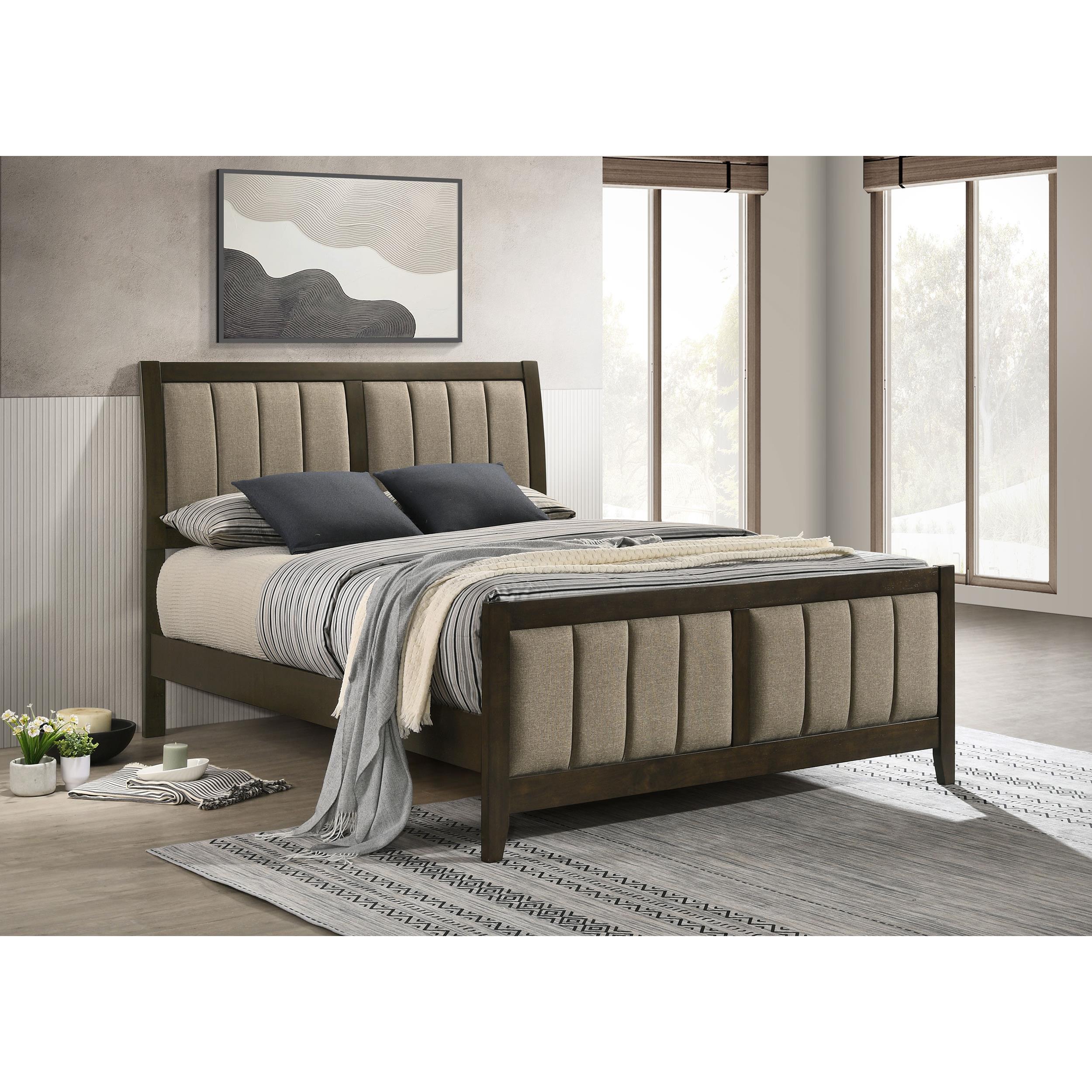 Size_Queen --  Wilkes 224421Q 51-inch Upholstered Queen Bed - Dark Cocoa IMAGE 4