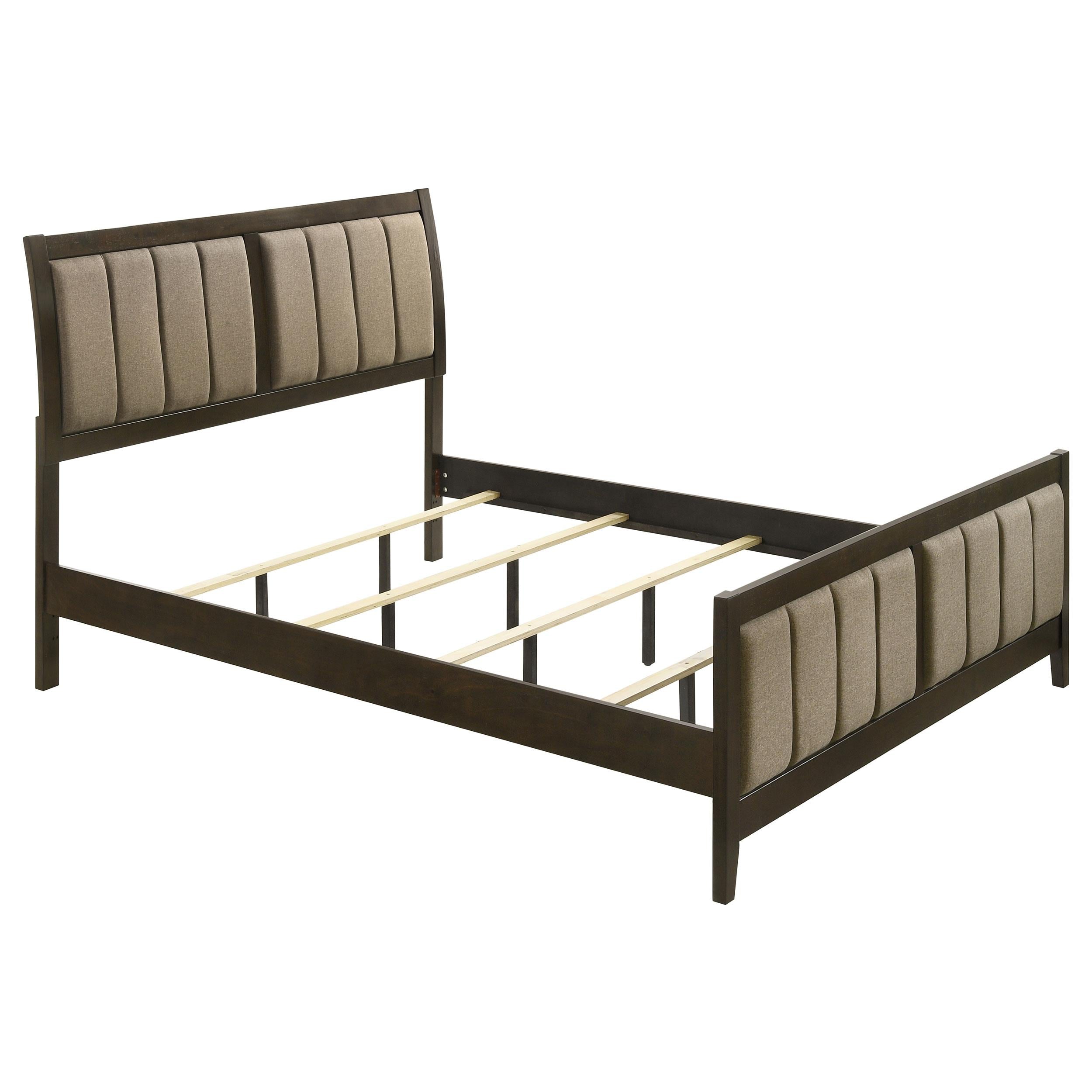  Size_California King --  Wilkes 224421KW 51-inch Upholstered California King Bed - Dark Cocoa IMAGE 1