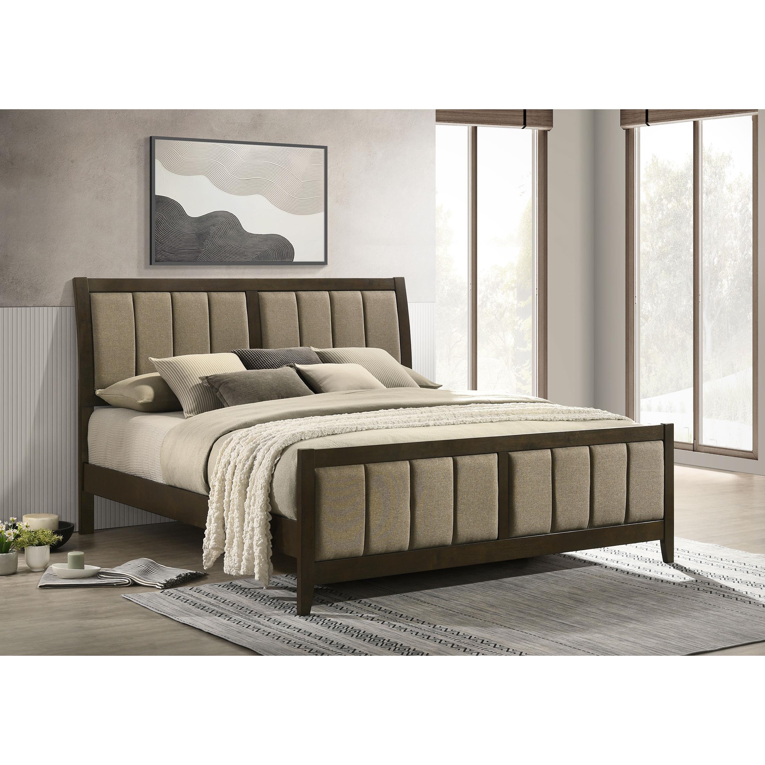  Size_California King --  Wilkes 224421KW 51-inch Upholstered California King Bed - Dark Cocoa IMAGE 6