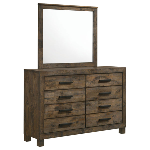 Coaster Furniture Woodmont 222633M 8-Drawer Dresser with Mirror - Rustic Golden Brown