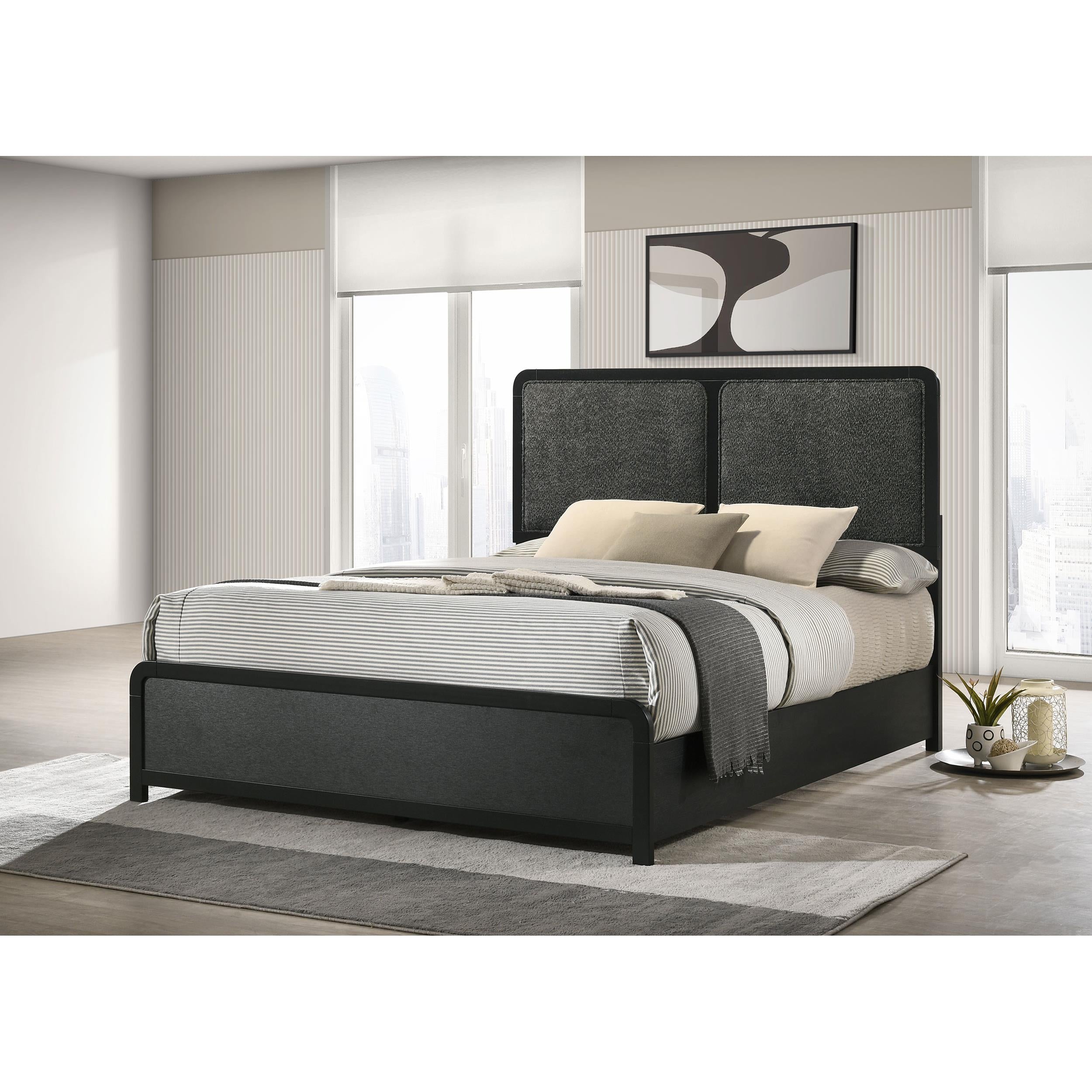  Size_King --  Cavelle 223661KE 51-inch Upholstered Eastern King Bed - Black IMAGE 4