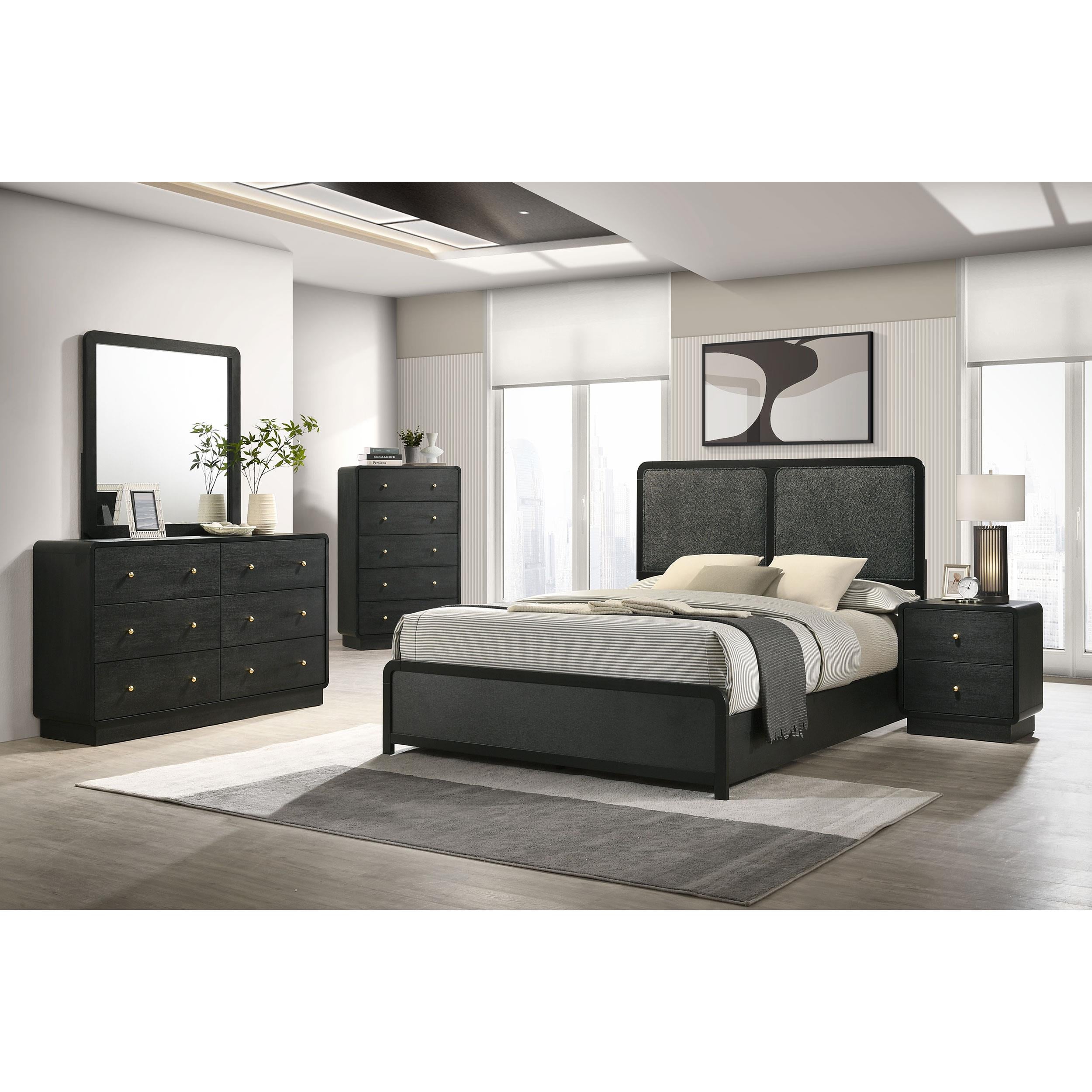 Size_King --  Cavelle 223661KE 51-inch Upholstered Eastern King Bed - Black IMAGE 5