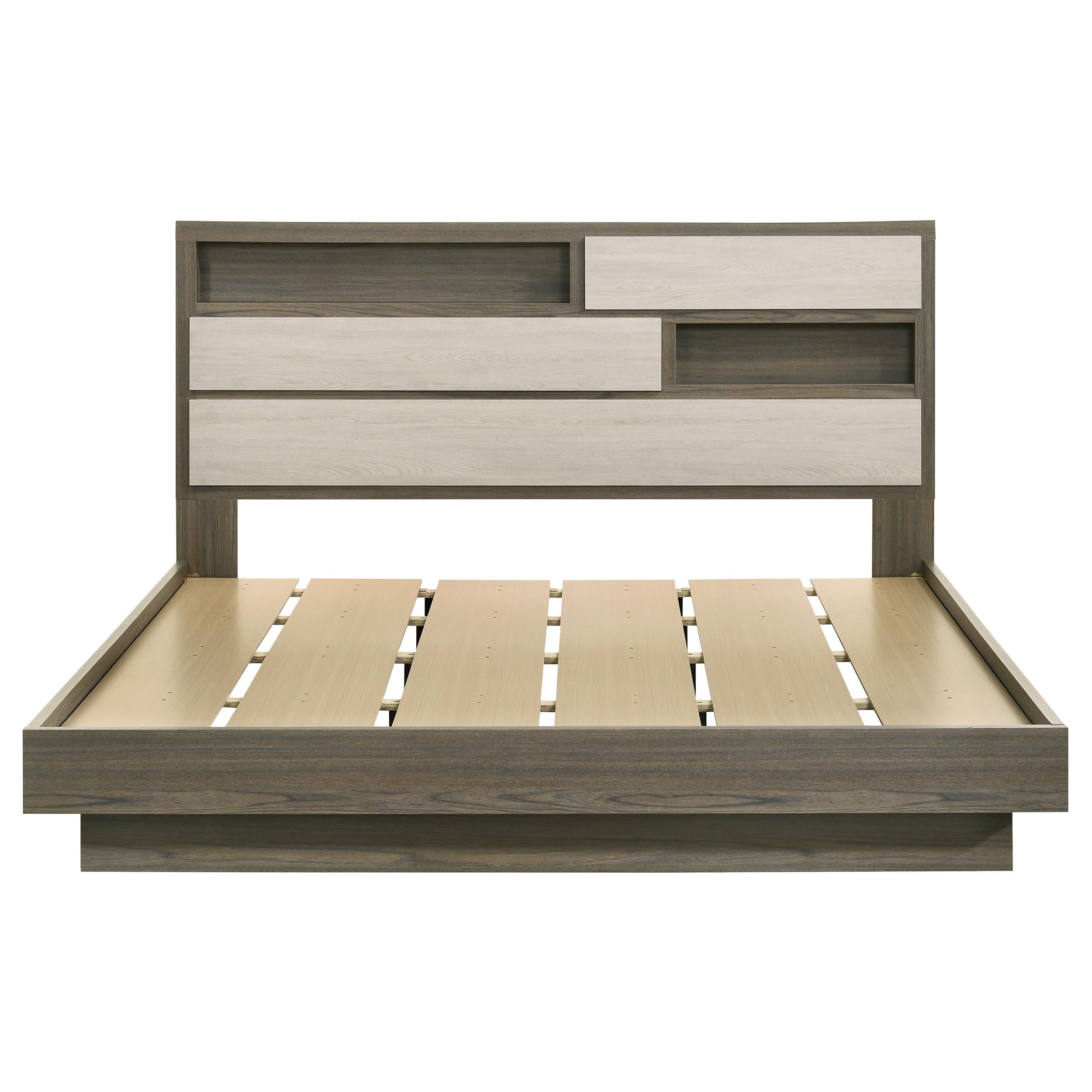  Size_King --  Fenwick 224981KE Eastern King Bed Bookcase Headboard - Grey Oak IMAGE 3