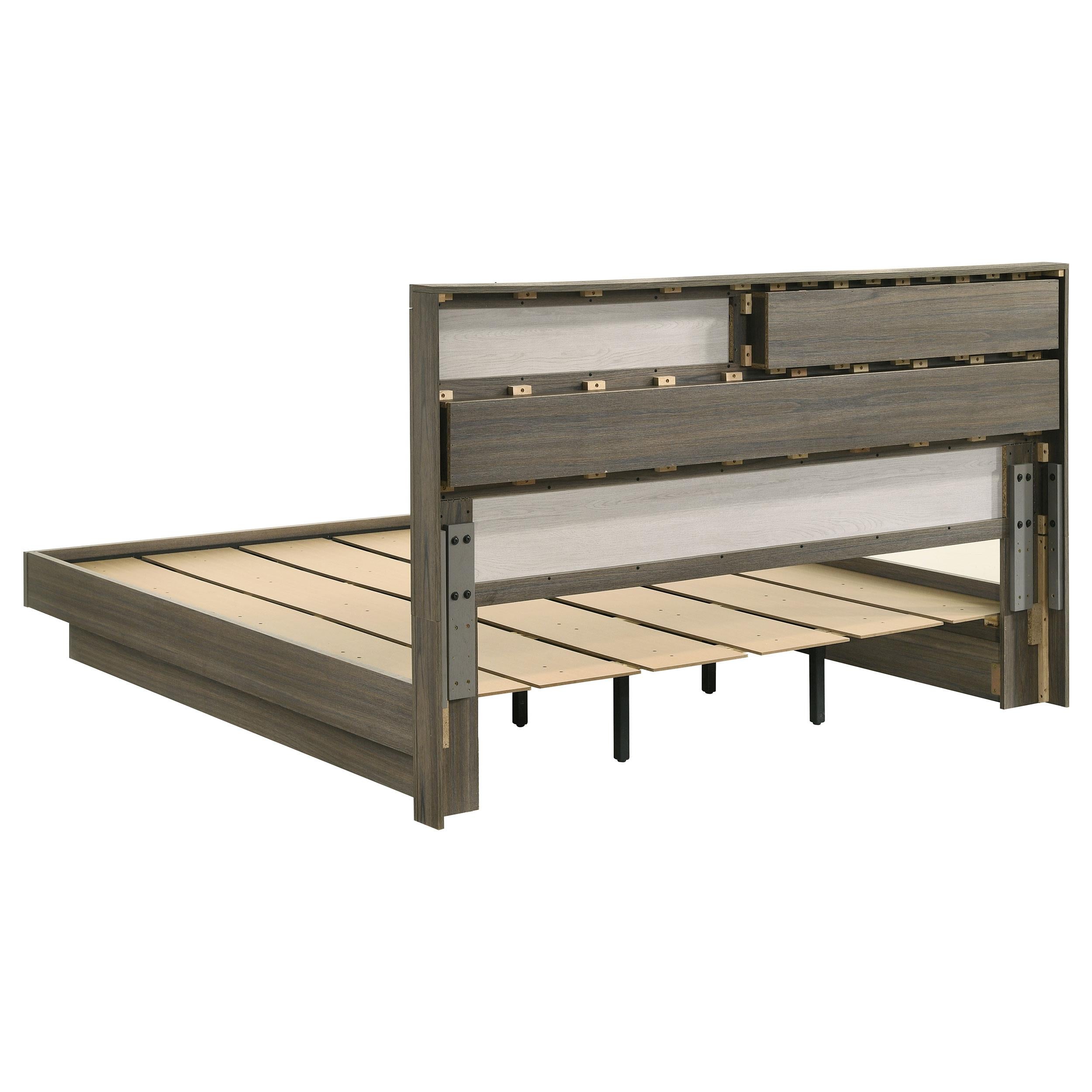  Size_King --  Fenwick 224981KE Eastern King Bed Bookcase Headboard - Grey Oak IMAGE 4