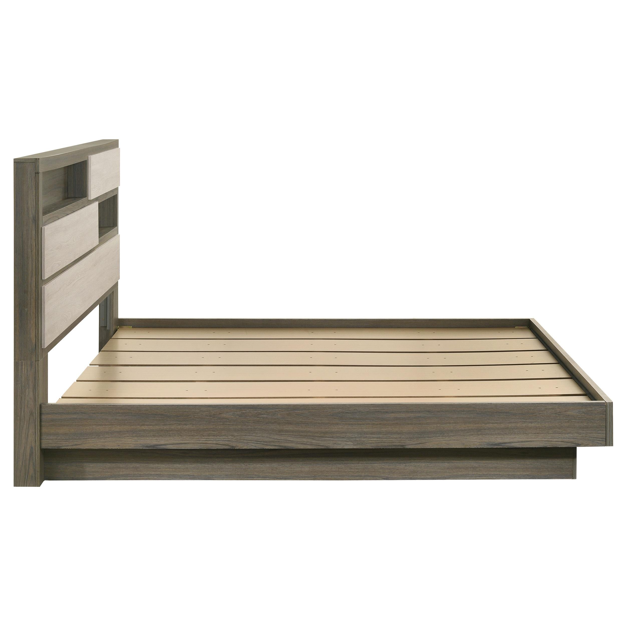  Size_King --  Fenwick 224981KE Eastern King Bed Bookcase Headboard - Grey Oak IMAGE 5