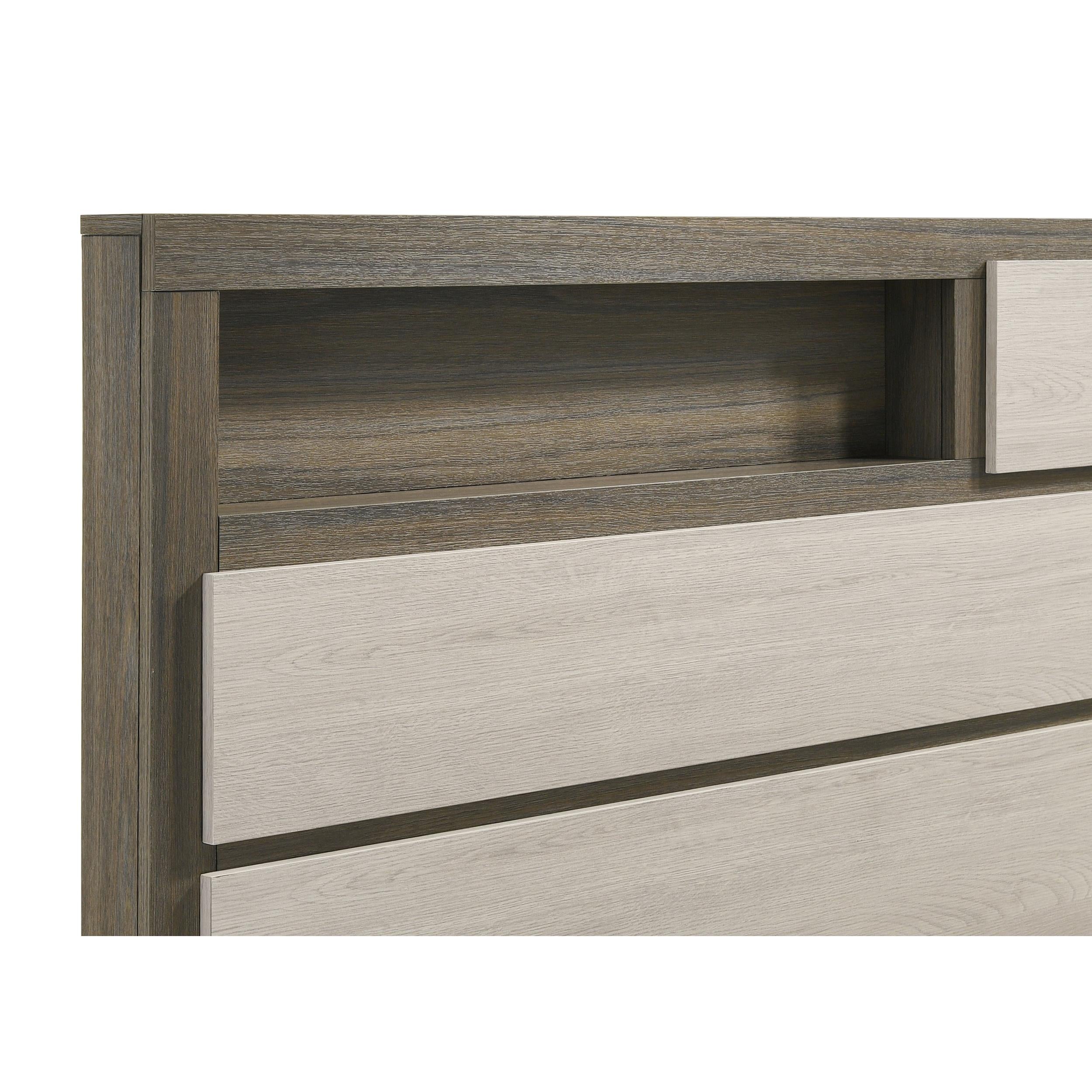  Size_King --  Fenwick 224981KE Eastern King Bed Bookcase Headboard - Grey Oak IMAGE 8
